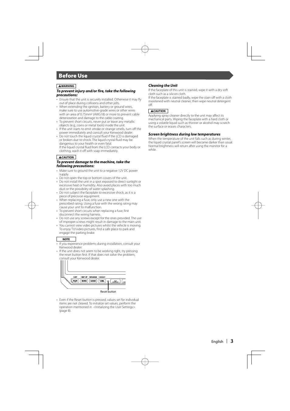 Before use | Kenwood LZ-760R User Manual | Page 3 / 24