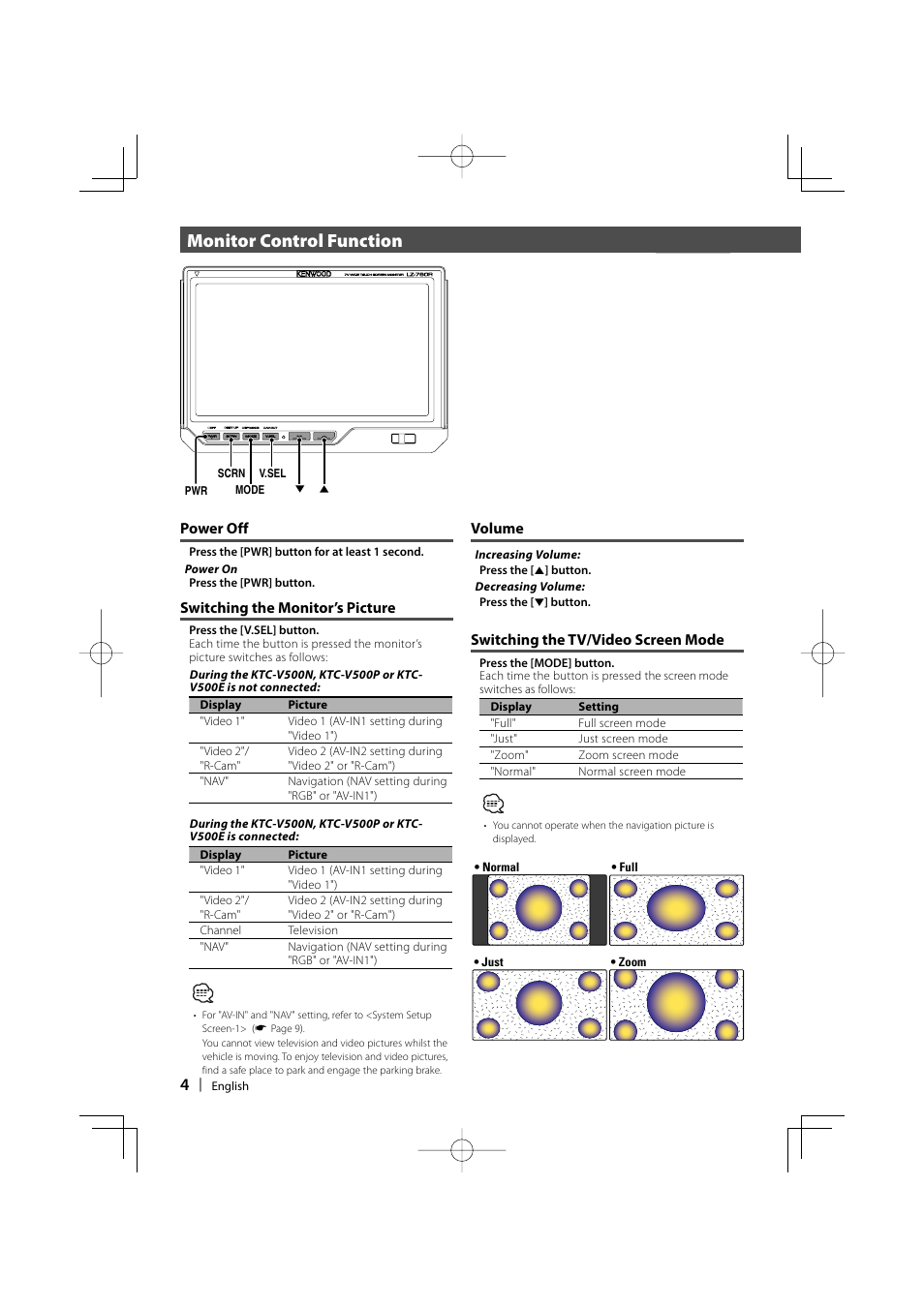 Monitor control function | Kenwood LZ-760R User Manual | Page 4 / 24