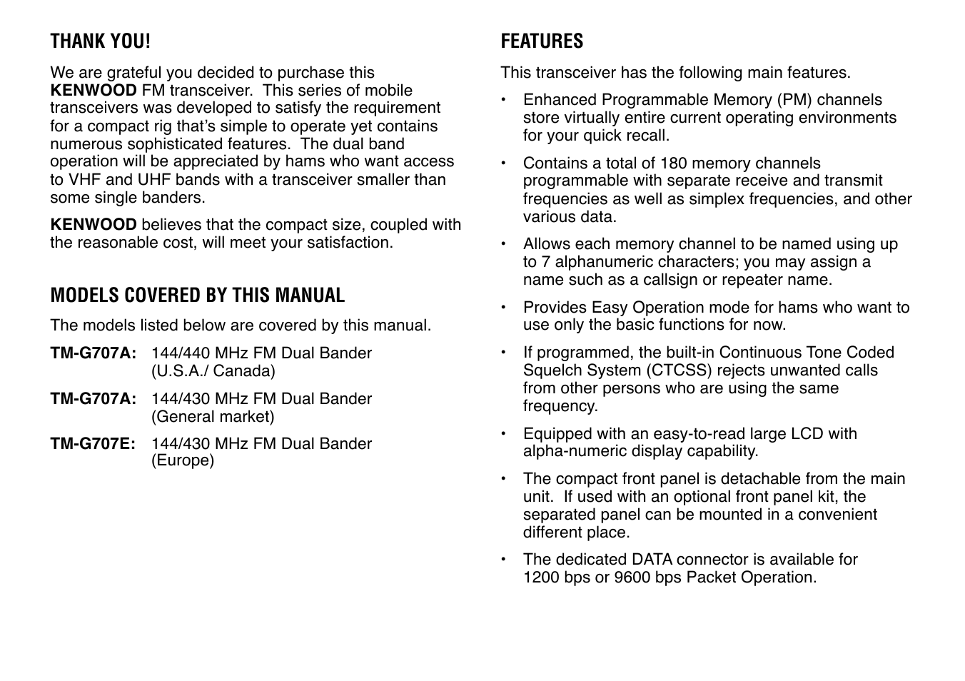 Kenwood TM-G707 User Manual | Page 2 / 84