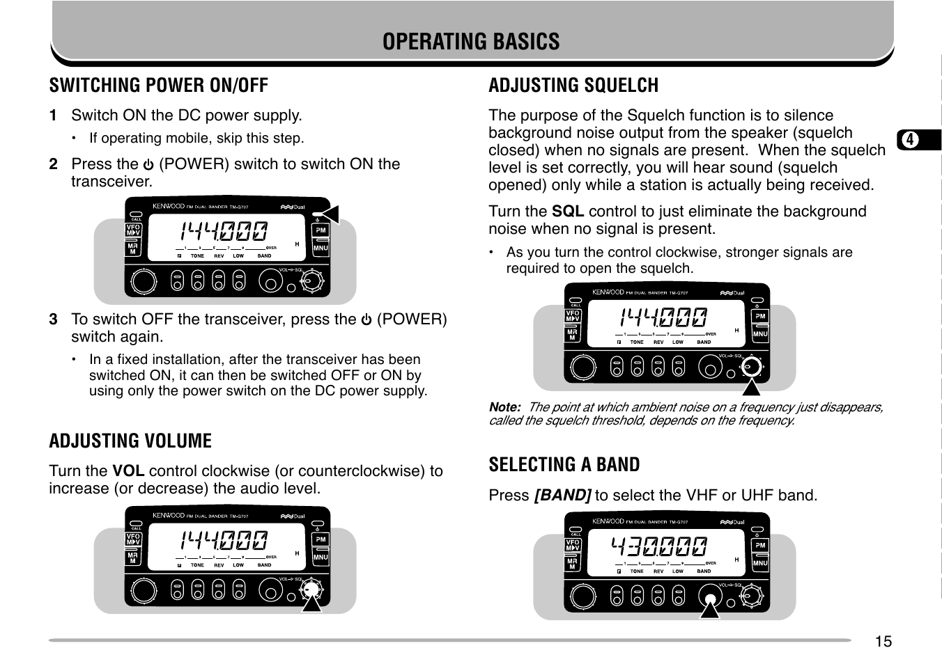 Operating basics | Kenwood TM-G707 User Manual | Page 21 / 84