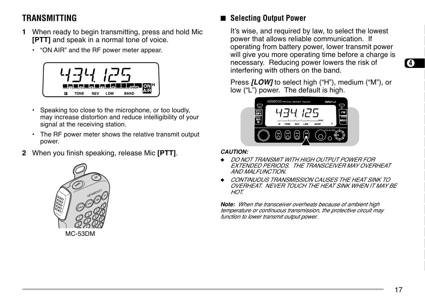 Transmitting | Kenwood TM-G707 User Manual | Page 23 / 84