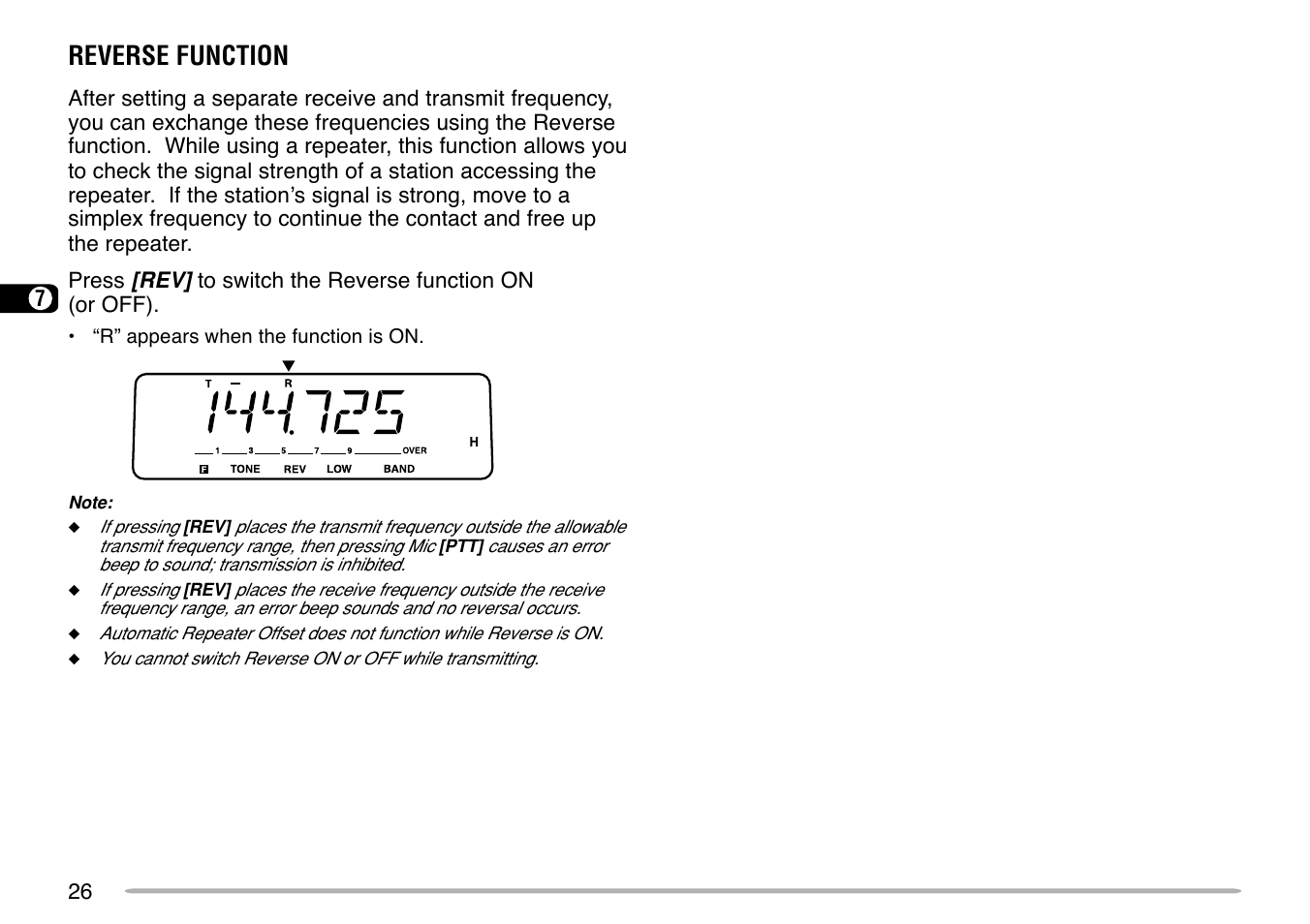 Reverse function | Kenwood TM-G707 User Manual | Page 32 / 84