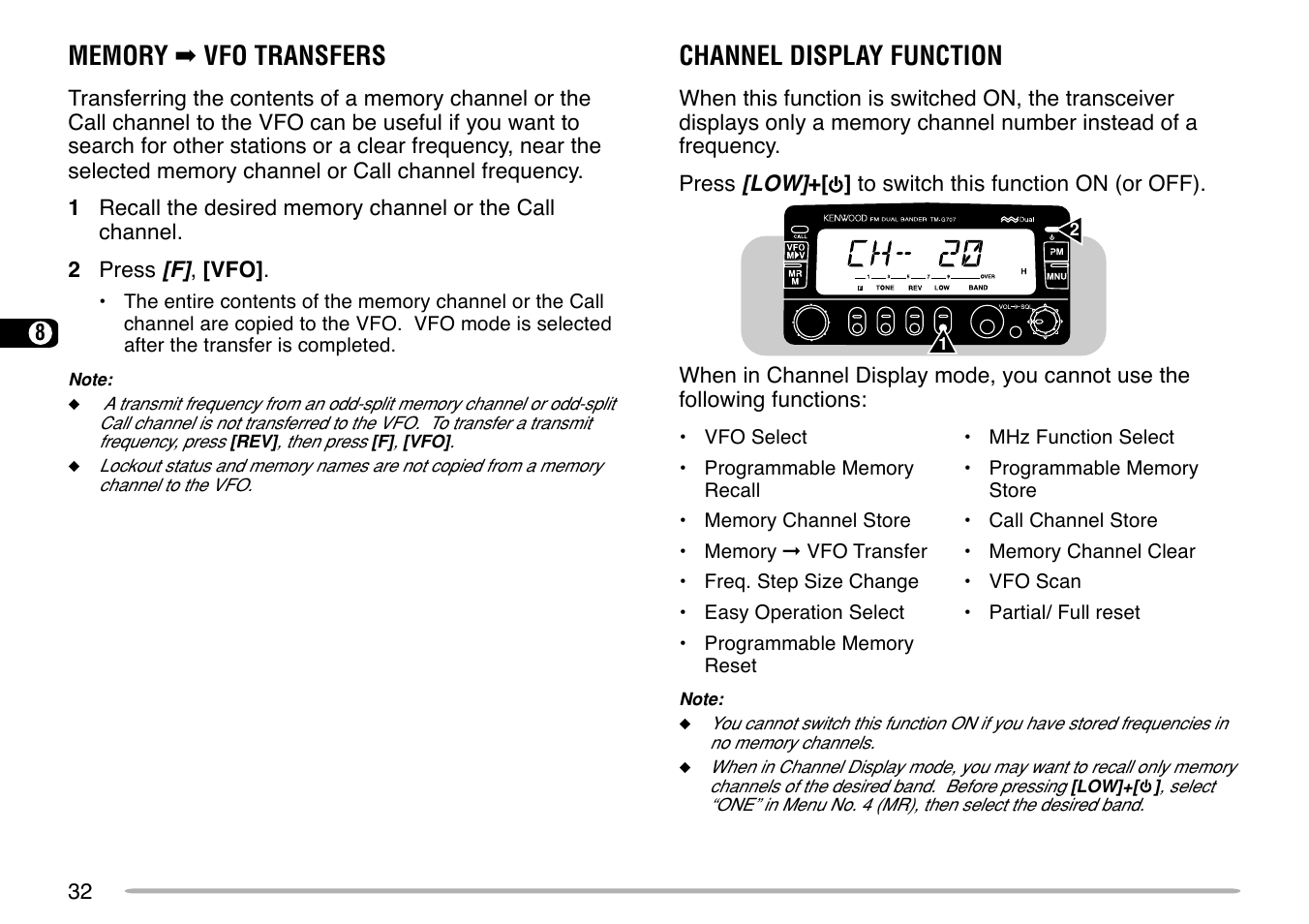 Channel display function | Kenwood TM-G707 User Manual | Page 38 / 84