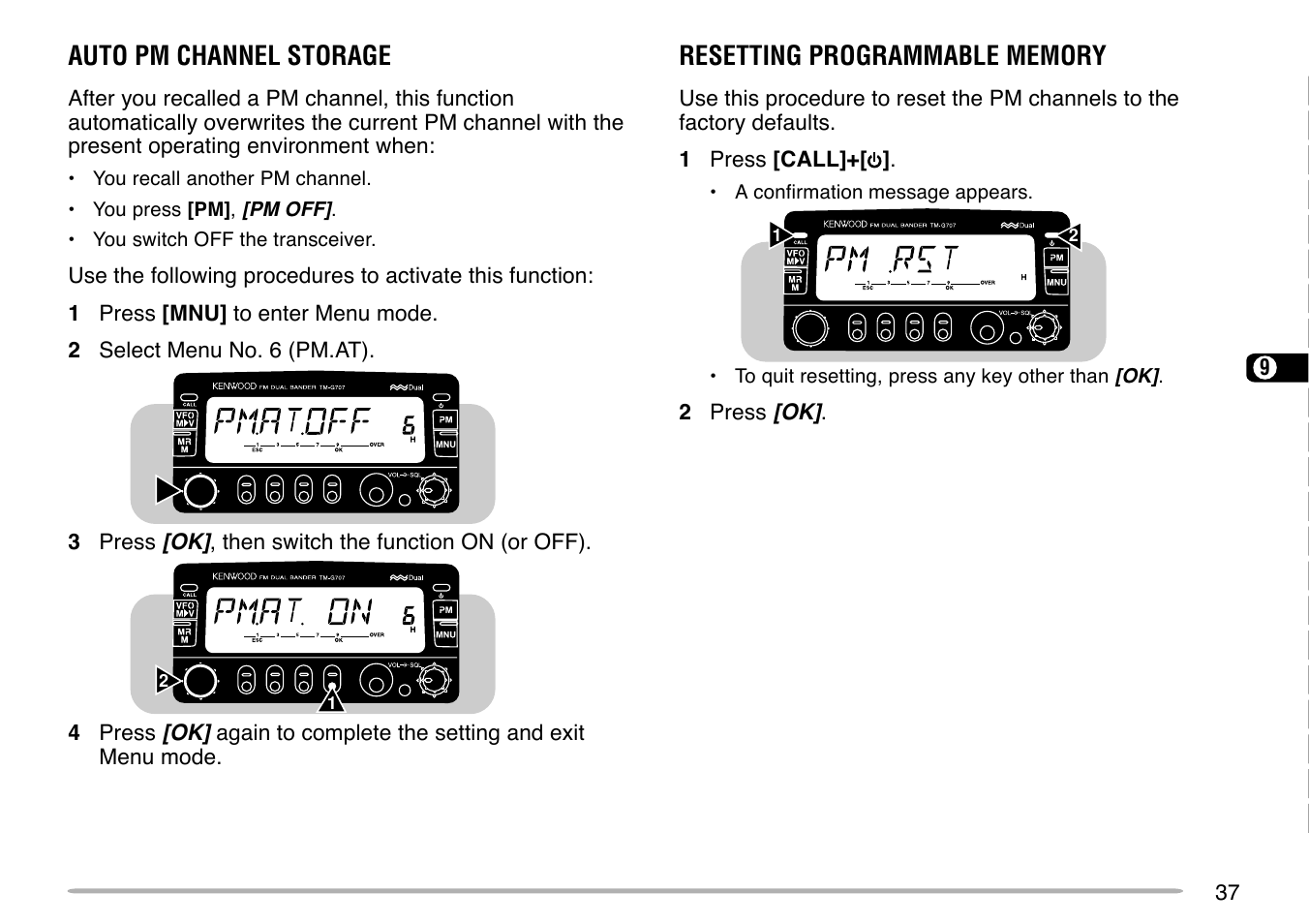 Auto pm channel storage | Kenwood TM-G707 User Manual | Page 43 / 84