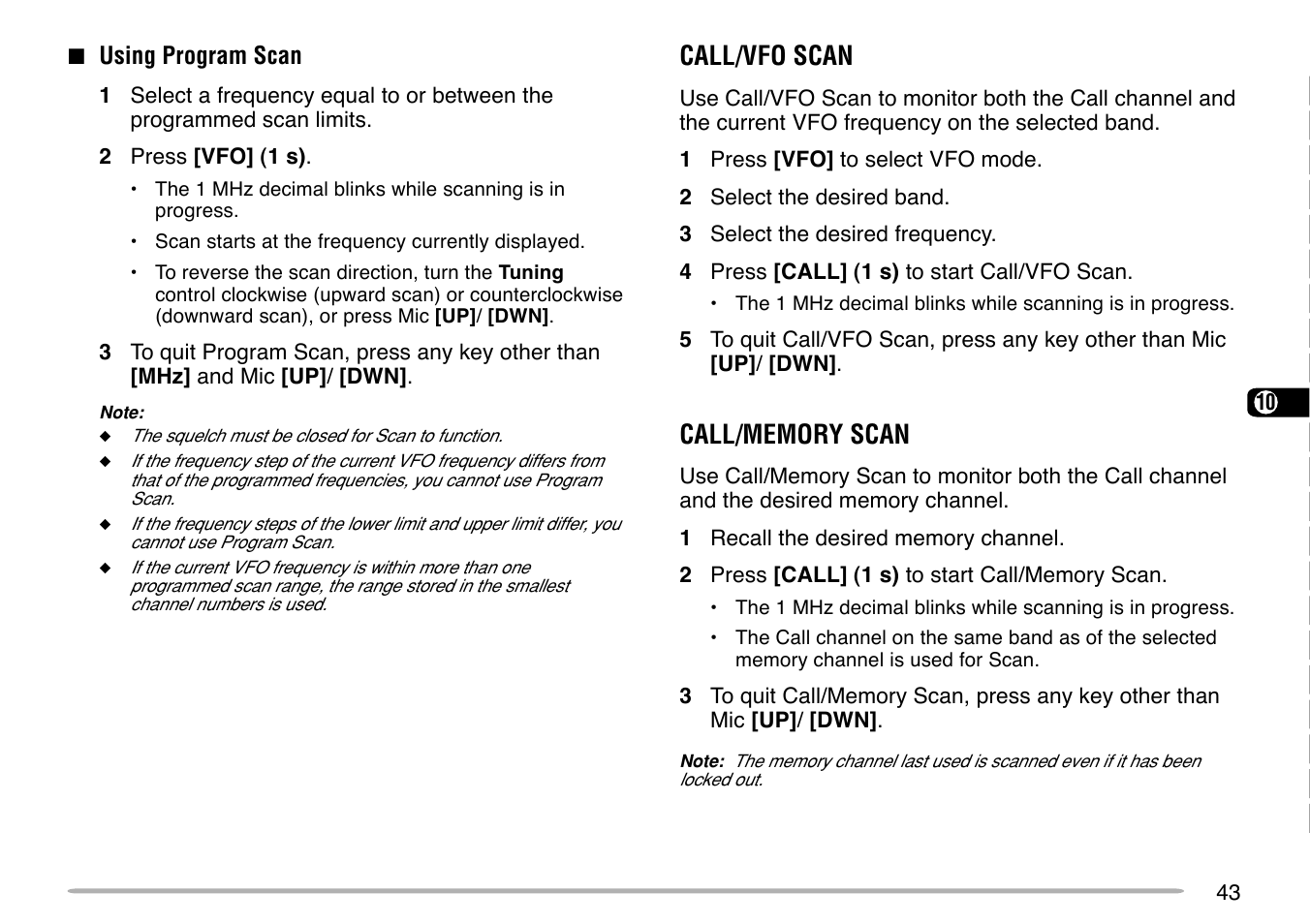 Call/vfo scan | Kenwood TM-G707 User Manual | Page 49 / 84