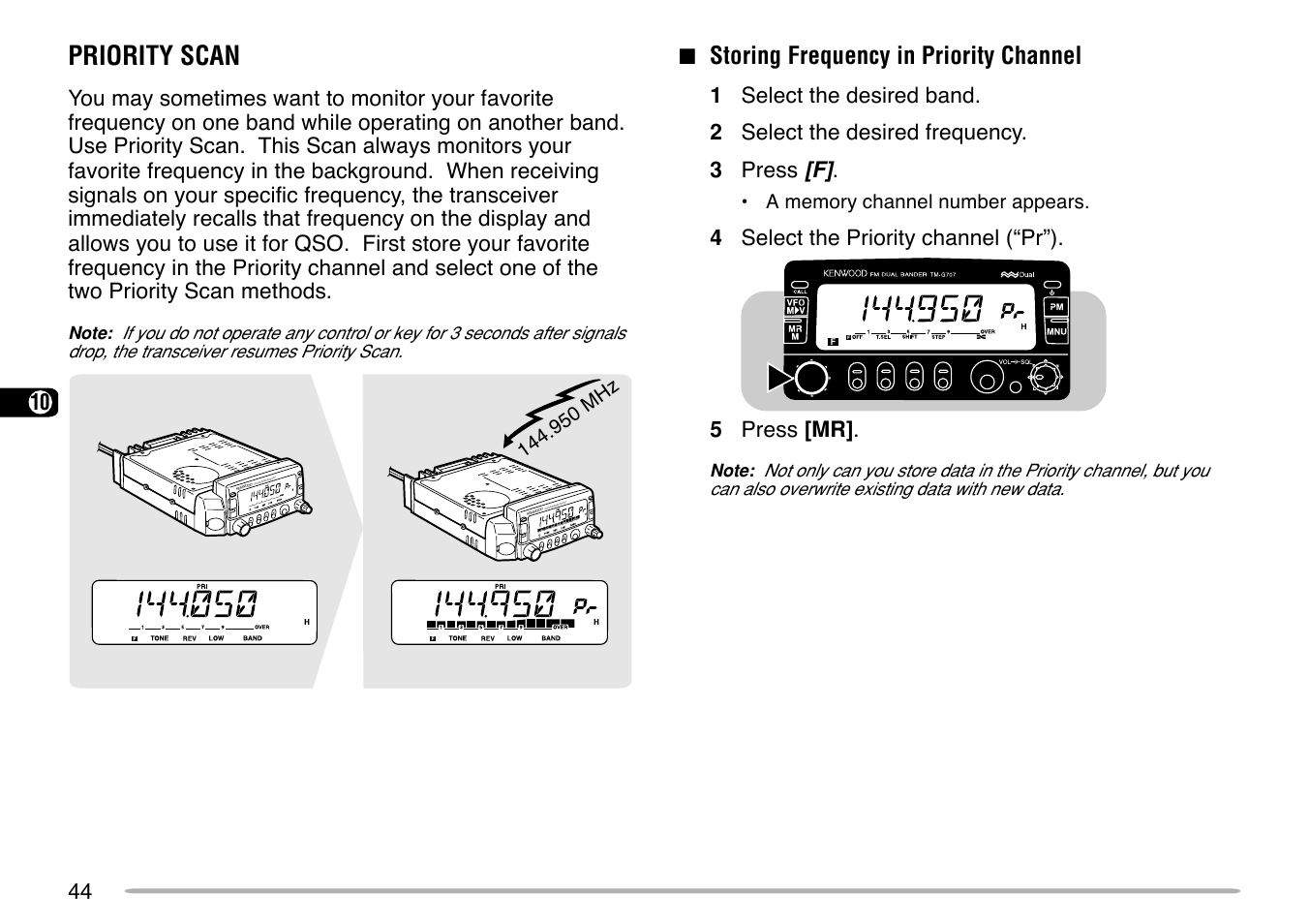 Priority scan | Kenwood TM-G707 User Manual | Page 50 / 84