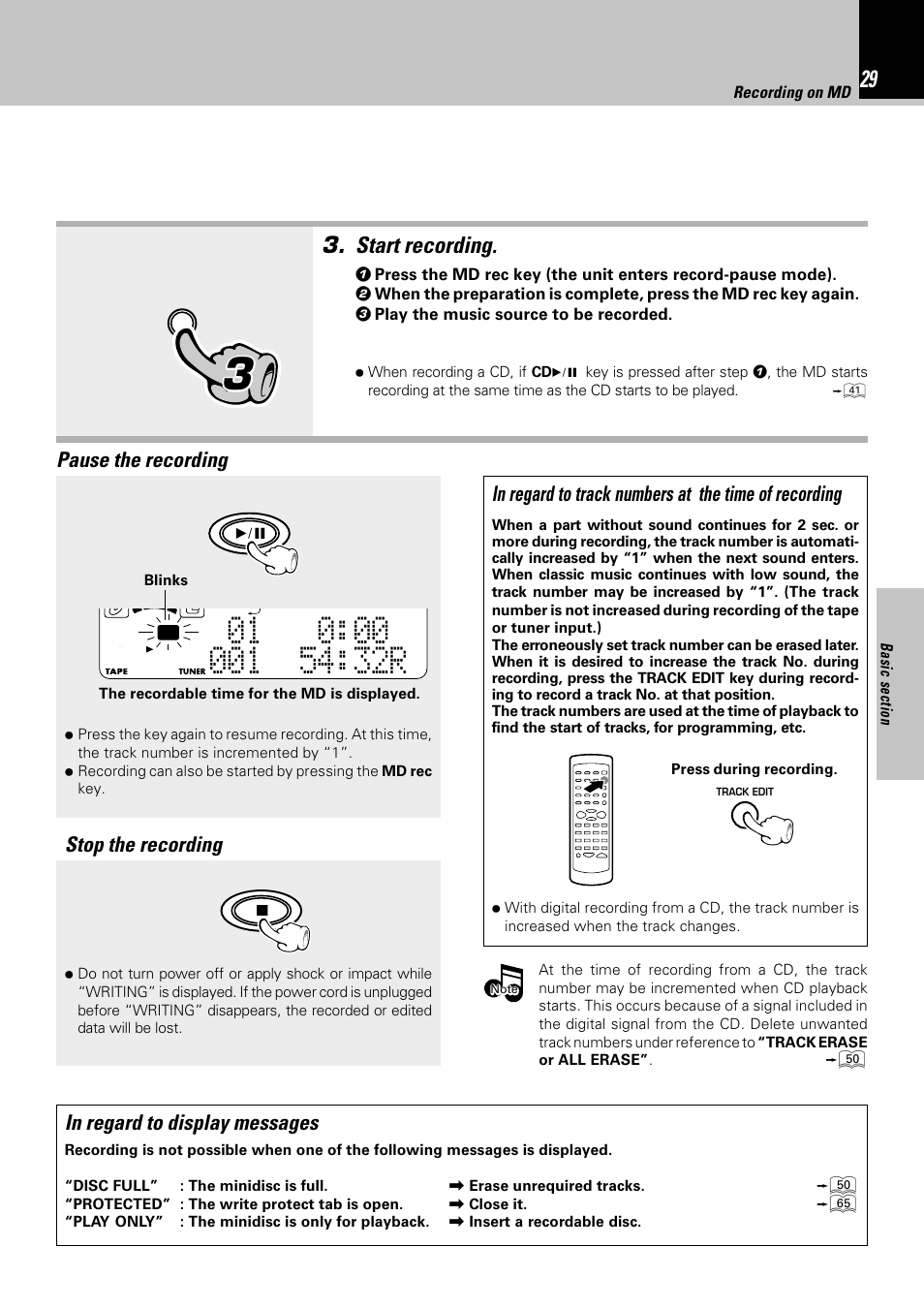 Start recording | Kenwood HM-382MD User Manual | Page 29 / 72