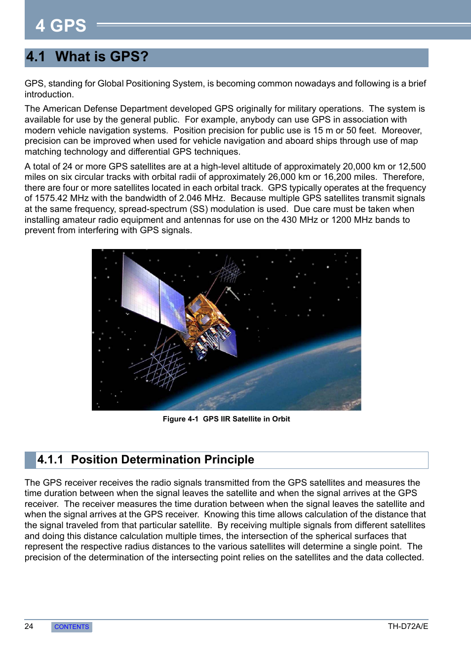 1 what is gps, 1 position determination principle, 4 gps | Position determination principle | Kenwood TH-D72A/E User Manual | Page 32 / 92