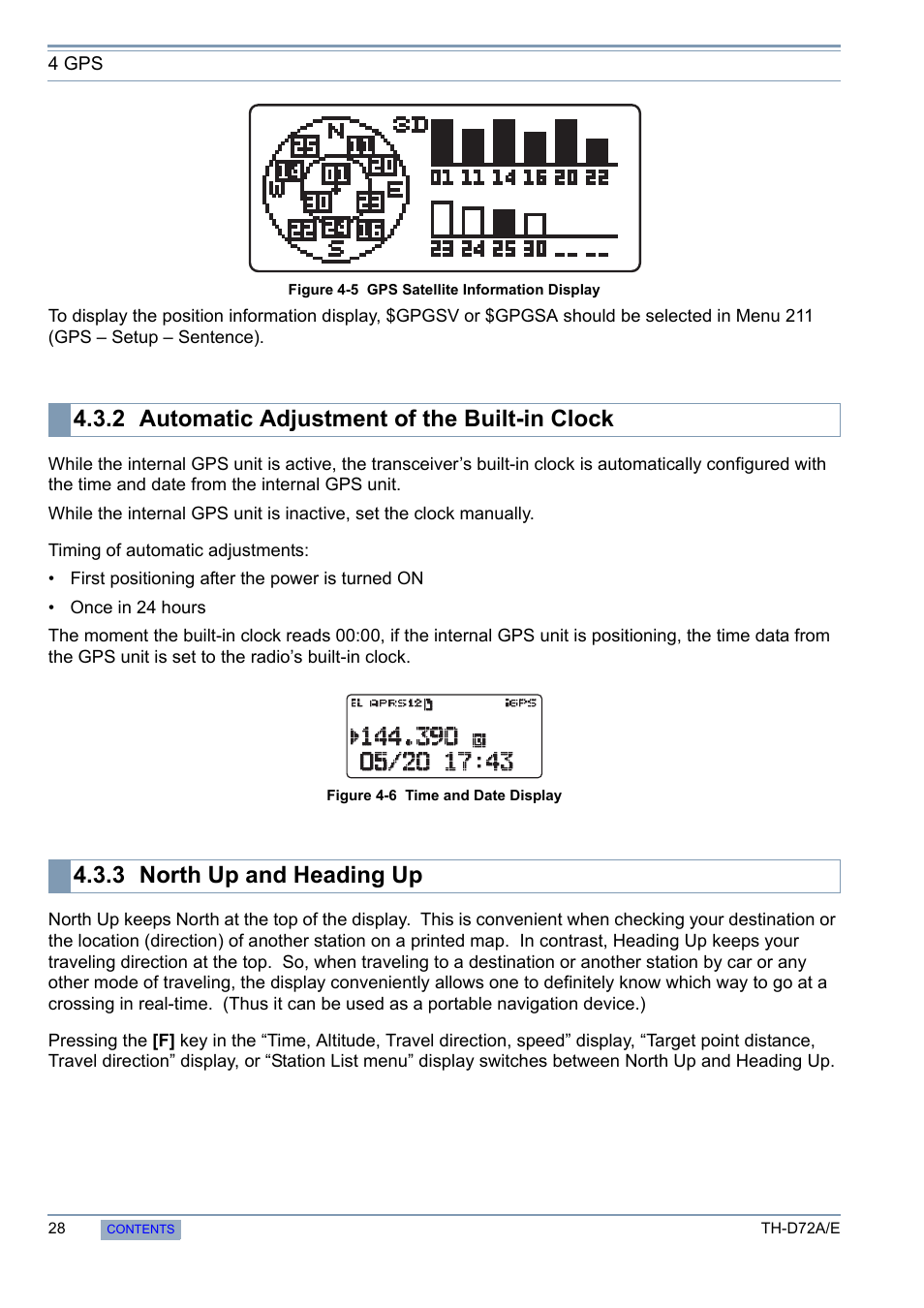 2 automatic adjustment of the built-in clock, 3 north up and heading up, Automatic adjustment of the built-in clock | North up and heading up | Kenwood TH-D72A/E User Manual | Page 36 / 92