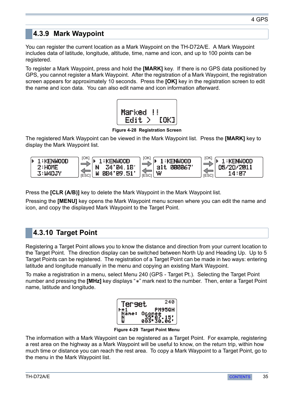 9 mark waypoint, 10 target point, Mark waypoint | Target point | Kenwood TH-D72A/E User Manual | Page 43 / 92