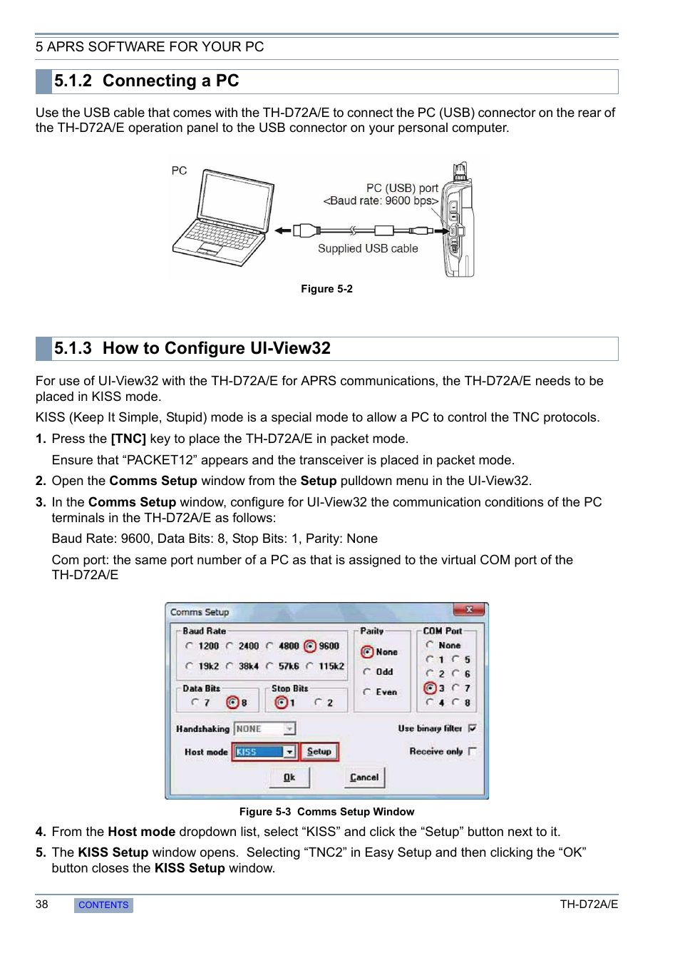 2 connecting a pc, 3 how to configure ui-view32, Connecting a pc | How to configure ui-view32 | Kenwood TH-D72A/E User Manual | Page 46 / 92