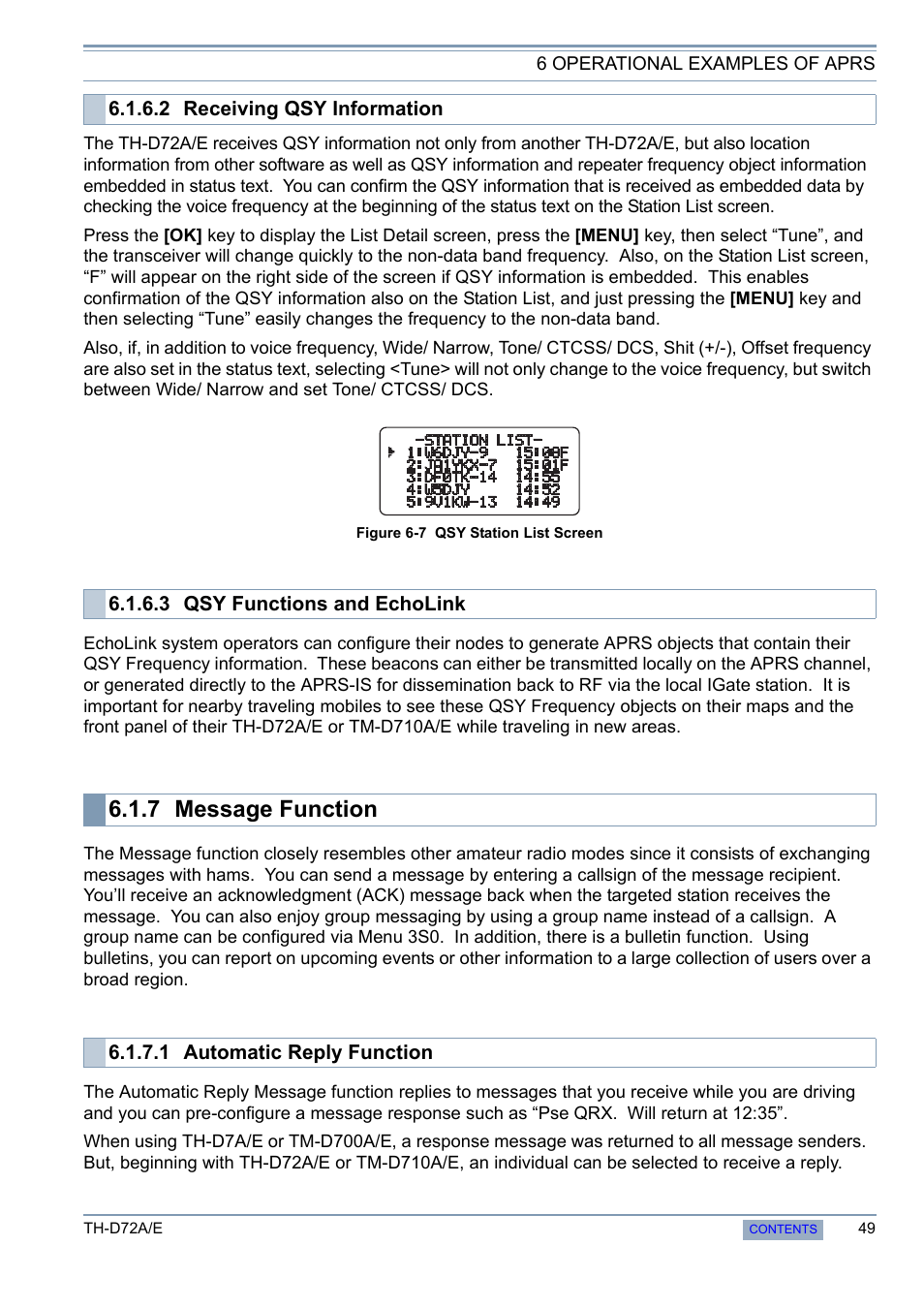 7 message function, Message function | Kenwood TH-D72A/E User Manual | Page 57 / 92