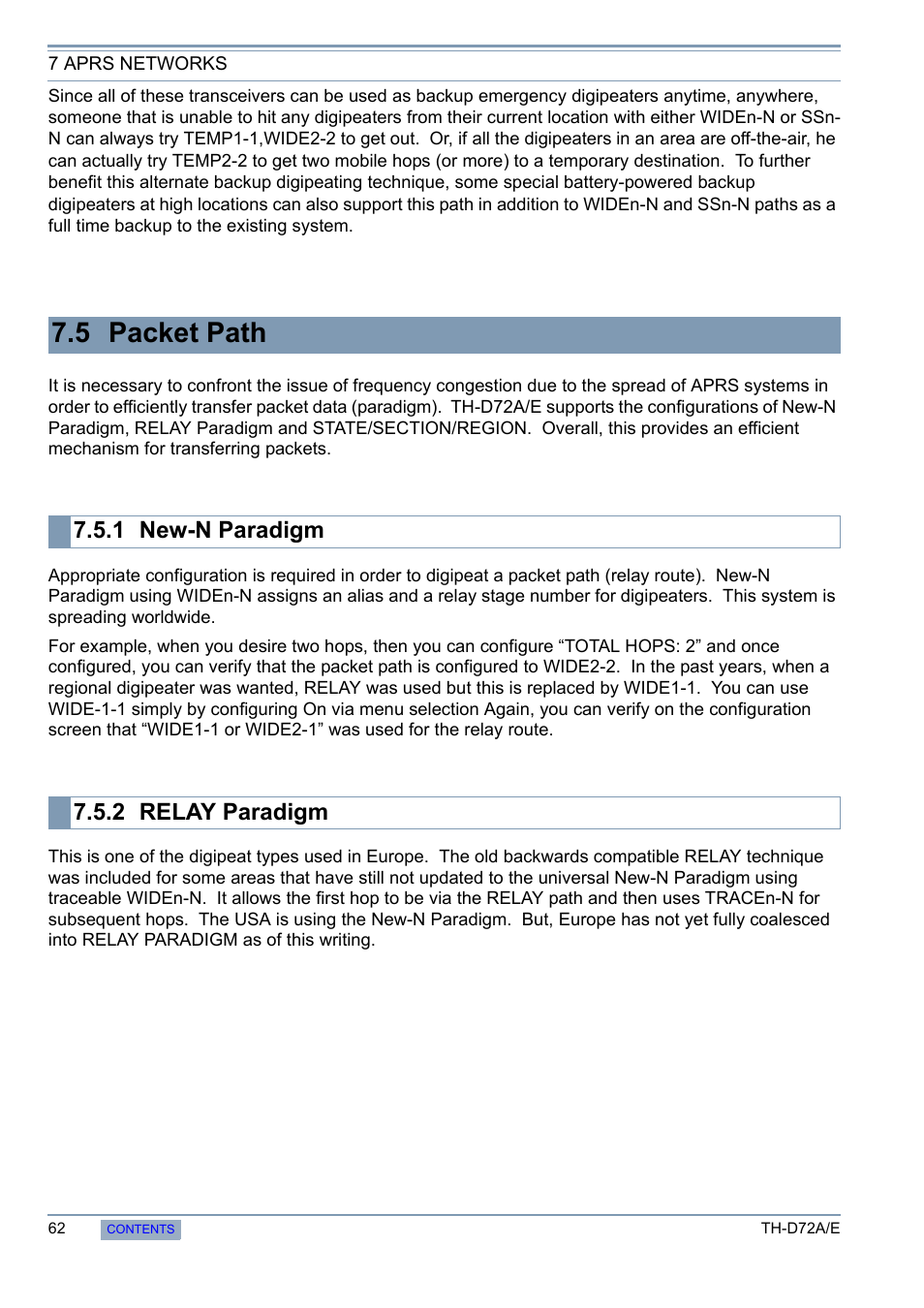 5 packet path, 1 new-n paradigm, 2 relay paradigm | New-n paradigm, Relay paradigm, 1 new-n paradigm 7.5.2 relay paradigm | Kenwood TH-D72A/E User Manual | Page 70 / 92