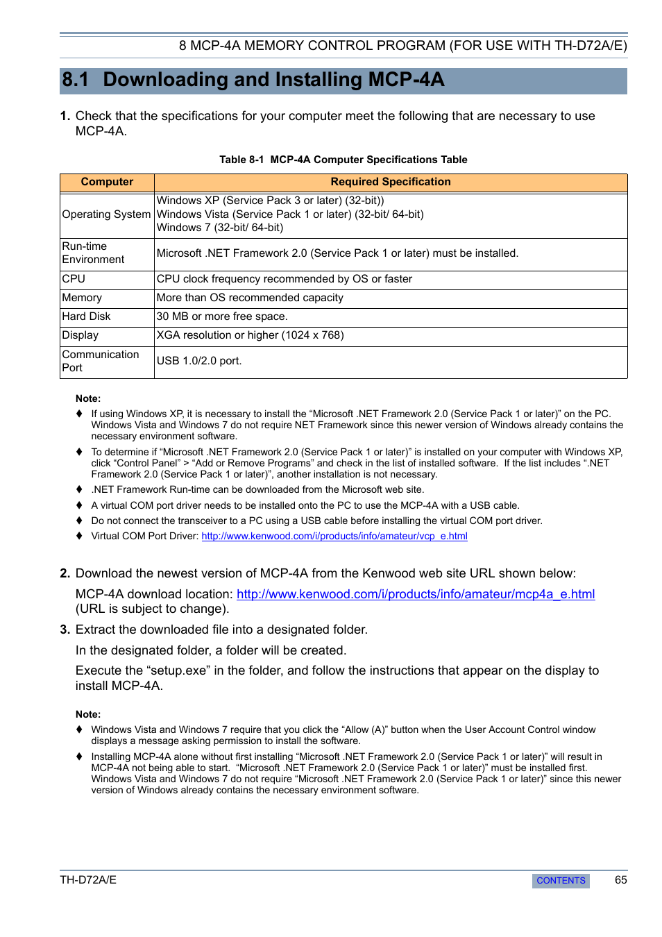 1 downloading and installing mcp-4a, 1 downloading and installing, Mcp-4a | Kenwood TH-D72A/E User Manual | Page 73 / 92