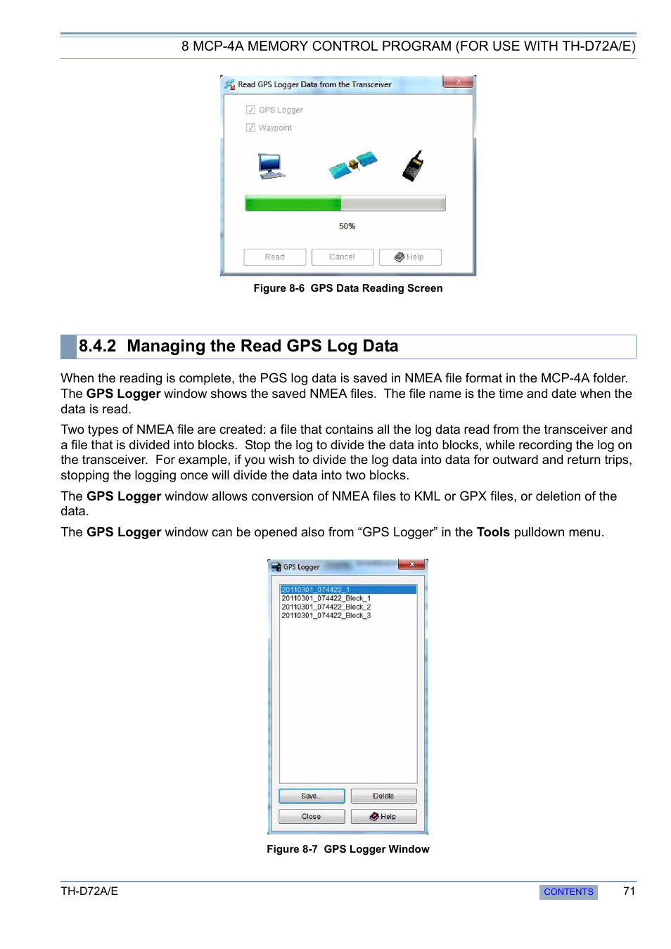 2 managing the read gps log data, Managing the read gps log data | Kenwood TH-D72A/E User Manual | Page 79 / 92