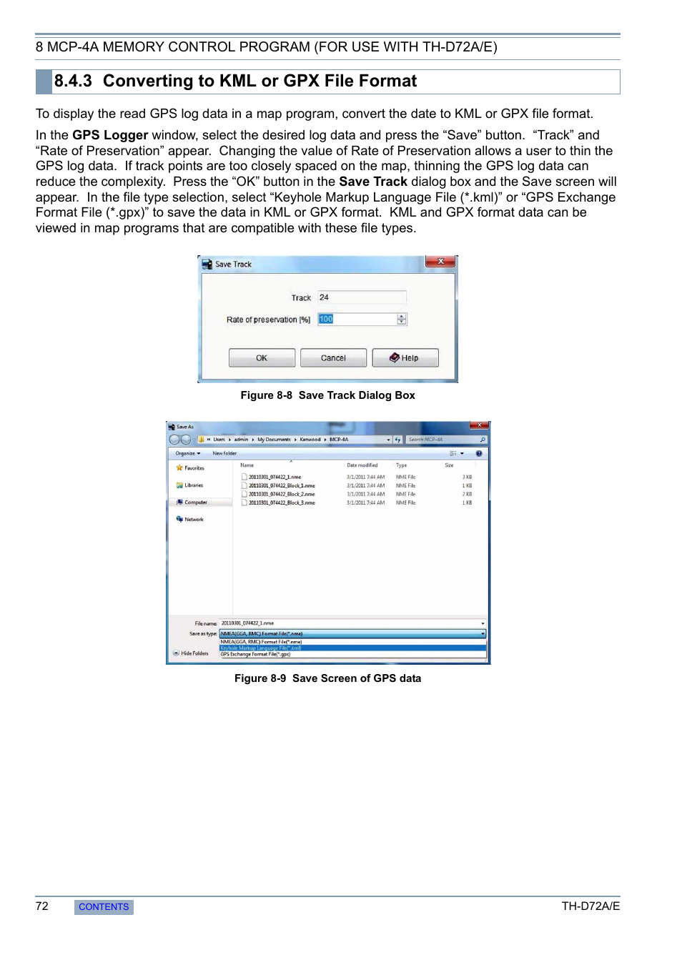 3 converting to kml or gpx file format, Converting to kml or gpx file format | Kenwood TH-D72A/E User Manual | Page 80 / 92