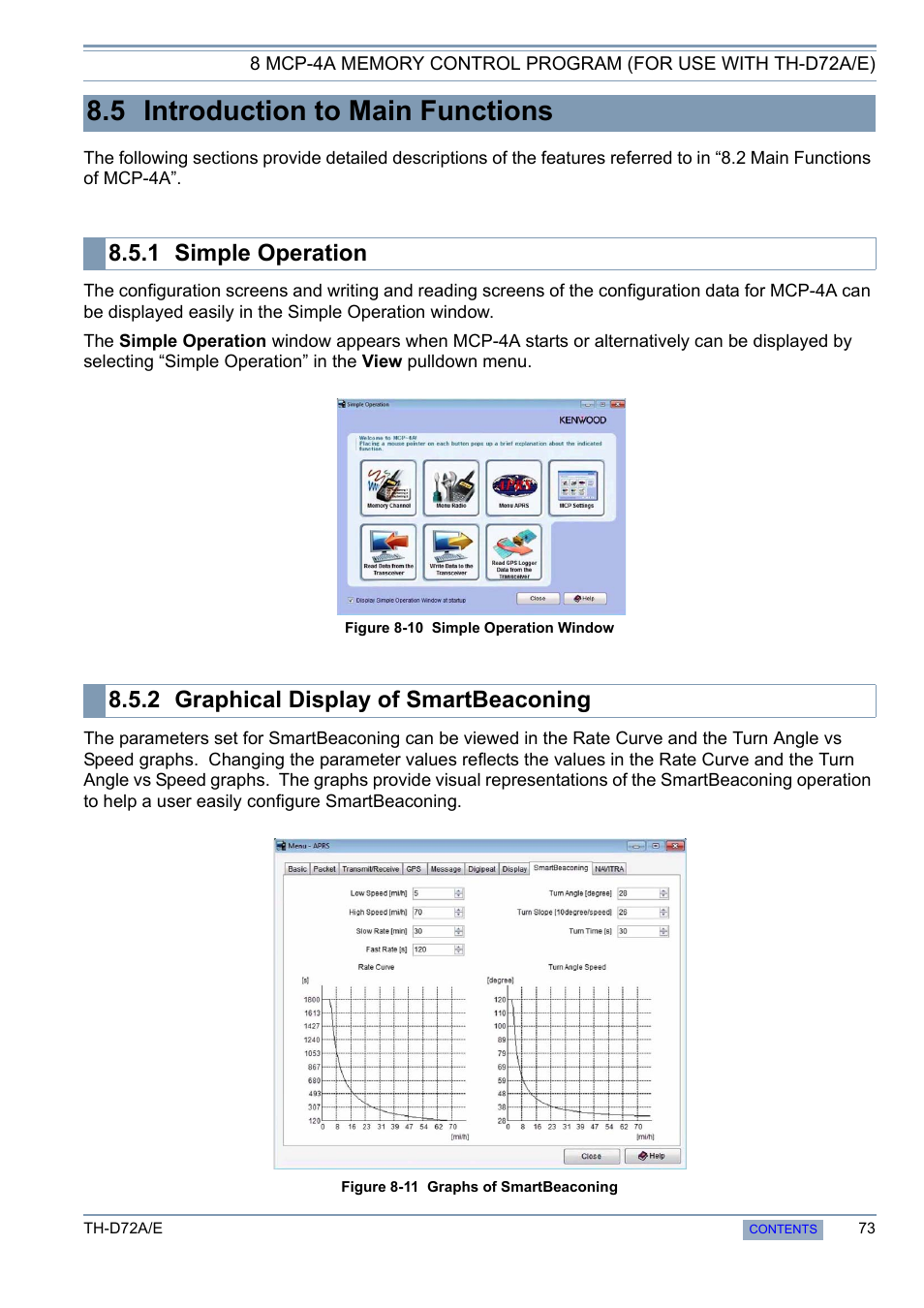 5 introduction to main functions, 1 simple operation, 2 graphical display of smartbeaconing | Simple operation, Graphical display of smartbeaconing | Kenwood TH-D72A/E User Manual | Page 81 / 92