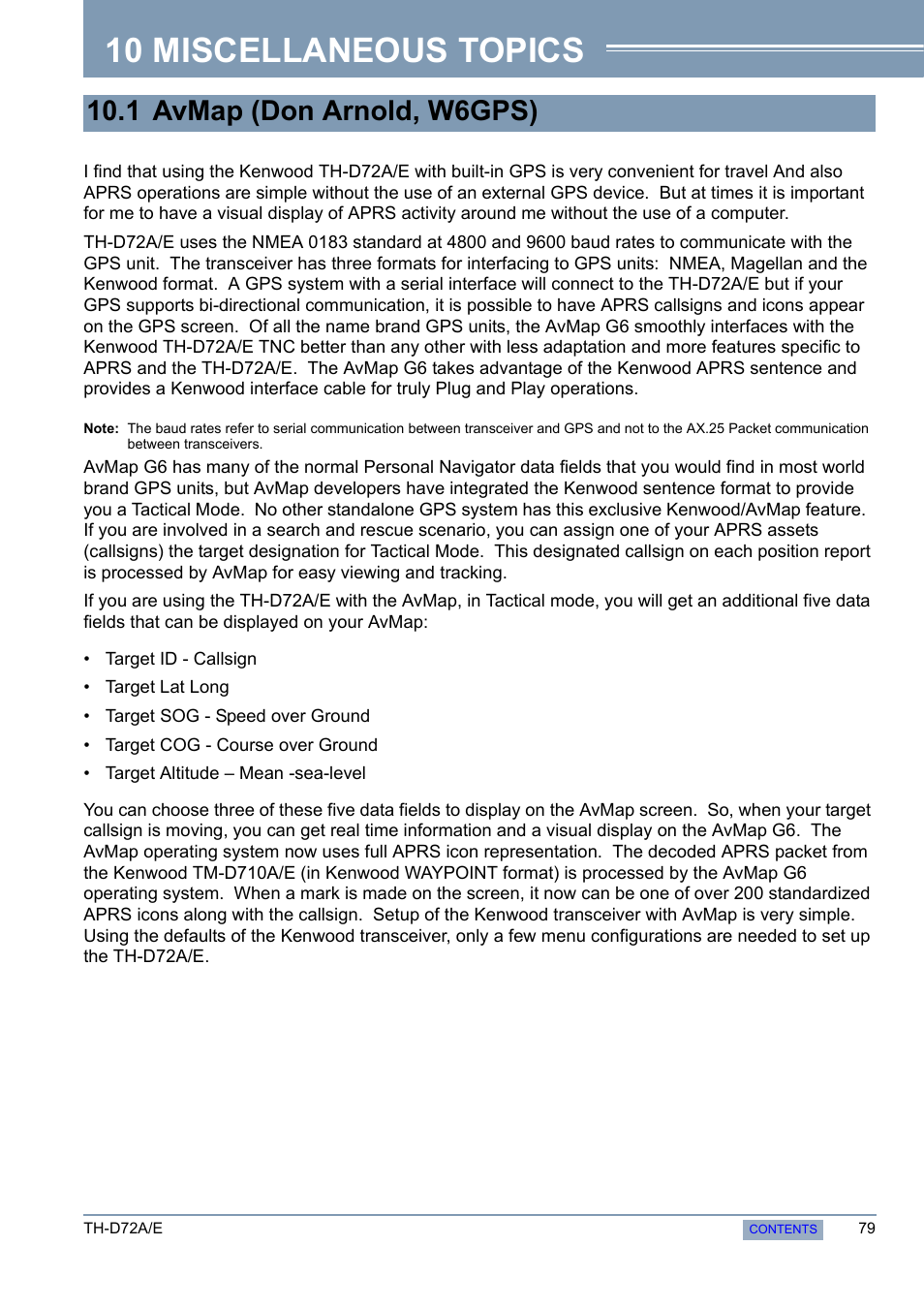 Miscellaneous topics, 1 avmap (don arnold, w6gps), 10 miscellaneous topics | Kenwood TH-D72A/E User Manual | Page 87 / 92