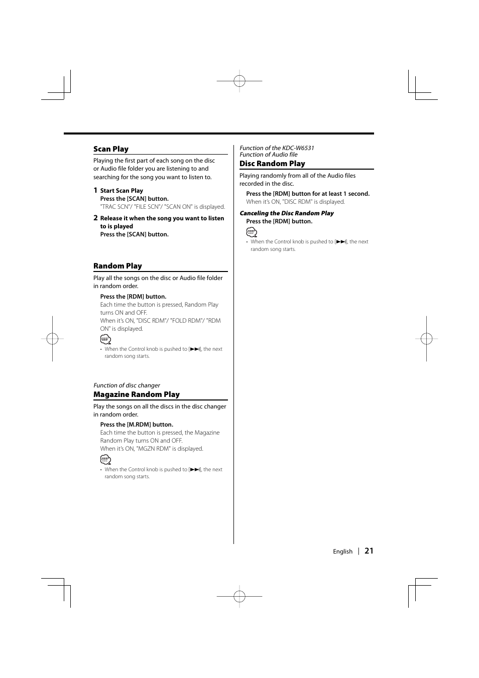 Kenwood CD-RECEIVER KDC-W6031 User Manual | Page 21 / 40