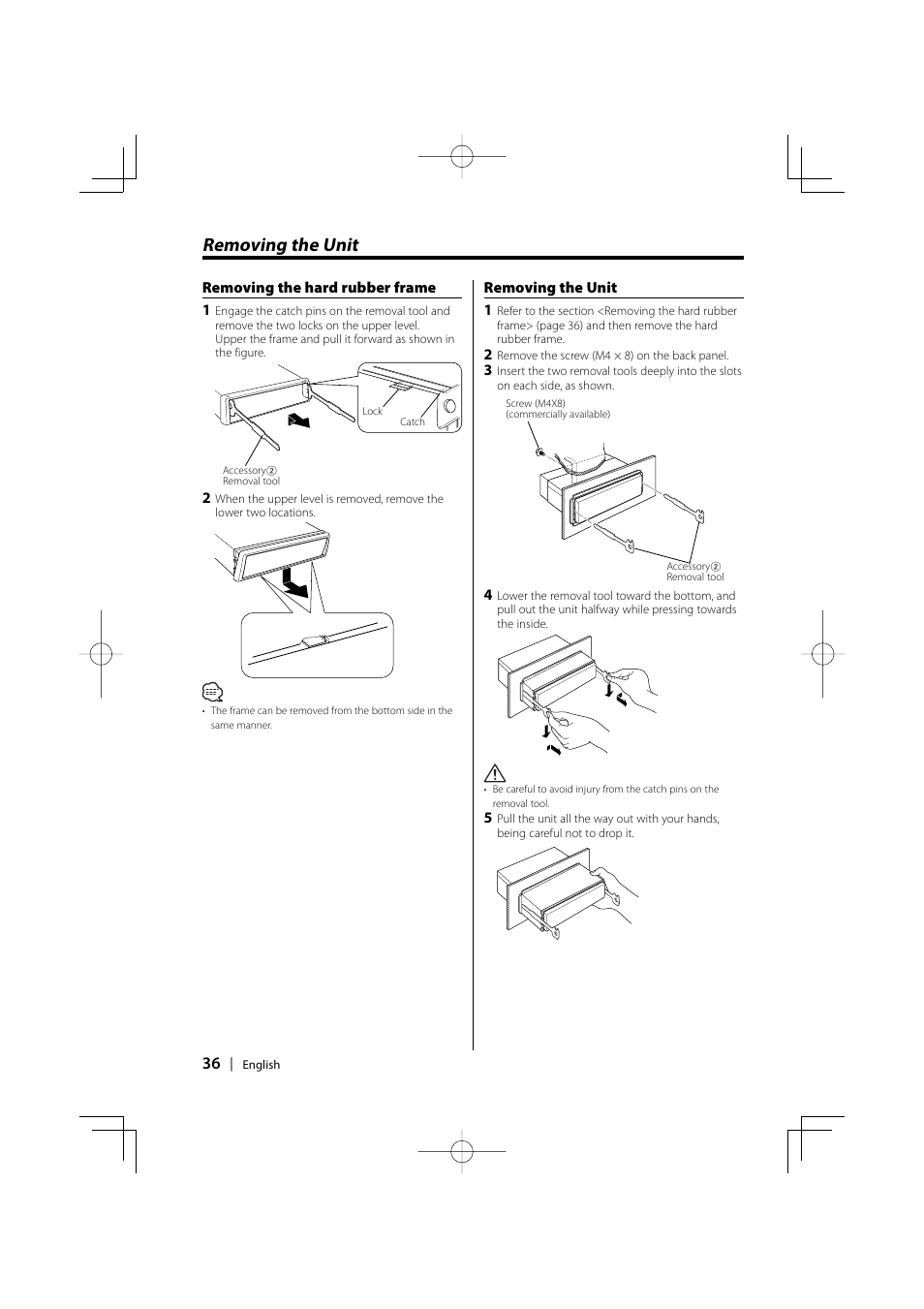 Removing the unit | Kenwood CD-RECEIVER KDC-W6031 User Manual | Page 36 / 40