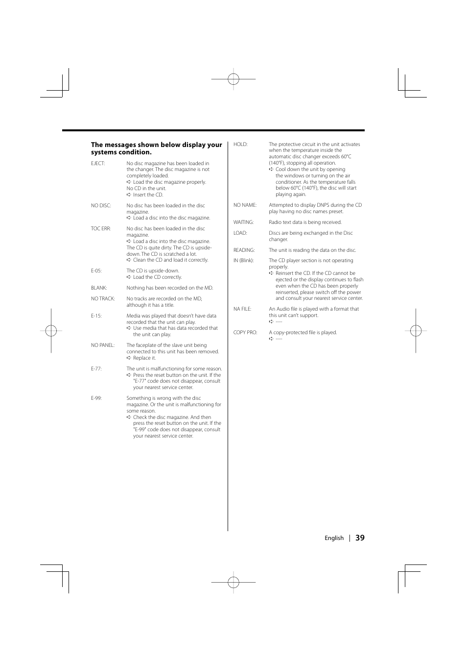 Kenwood CD-RECEIVER KDC-W6031 User Manual | Page 39 / 40