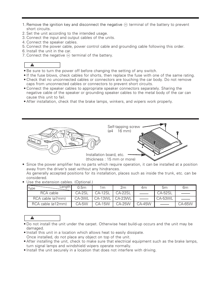 Installation procedure, Installation | Kenwood KAC-526X User Manual | Page 3 / 9