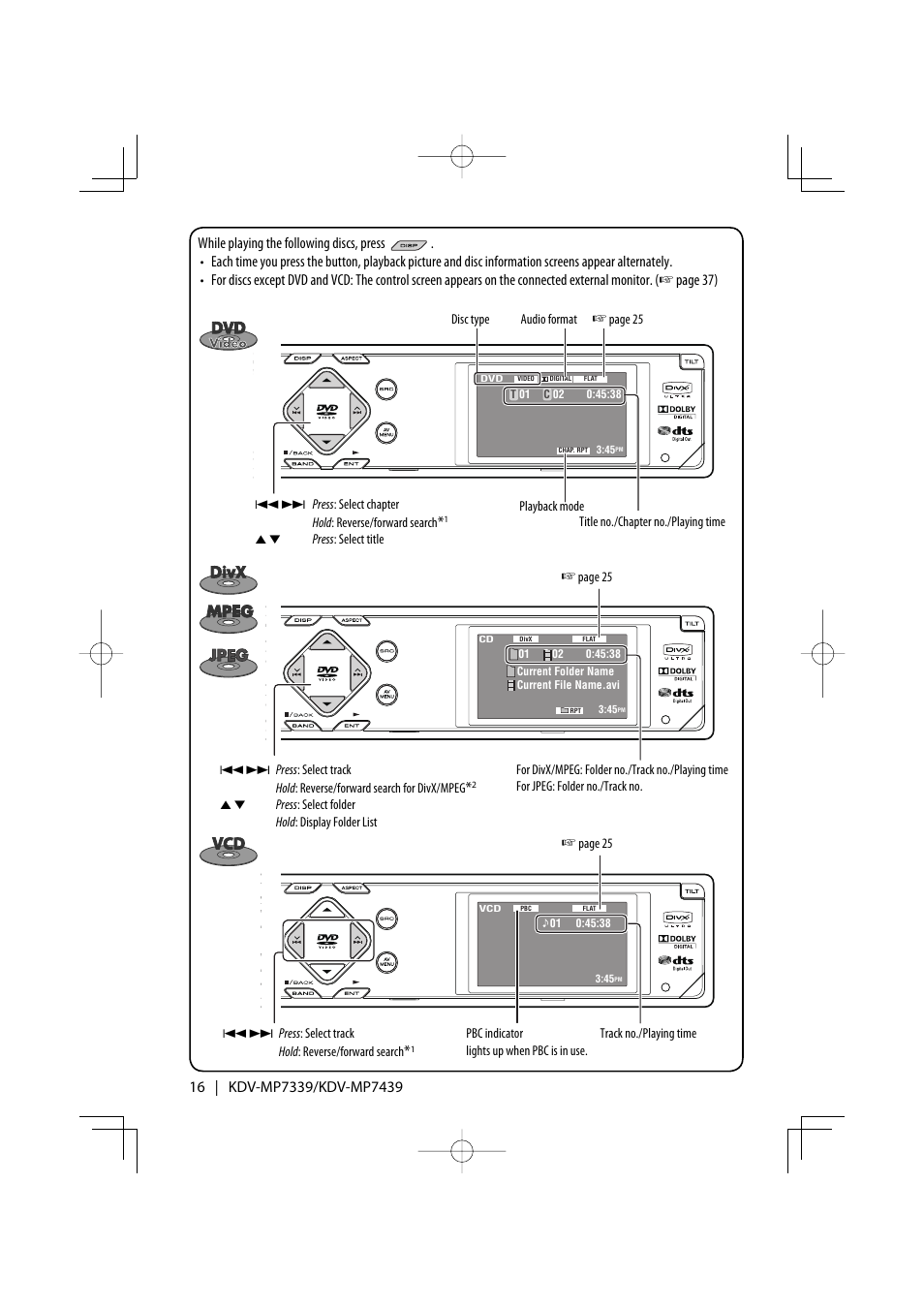 Kenwood KDV-MP7339 User Manual | Page 16 / 44