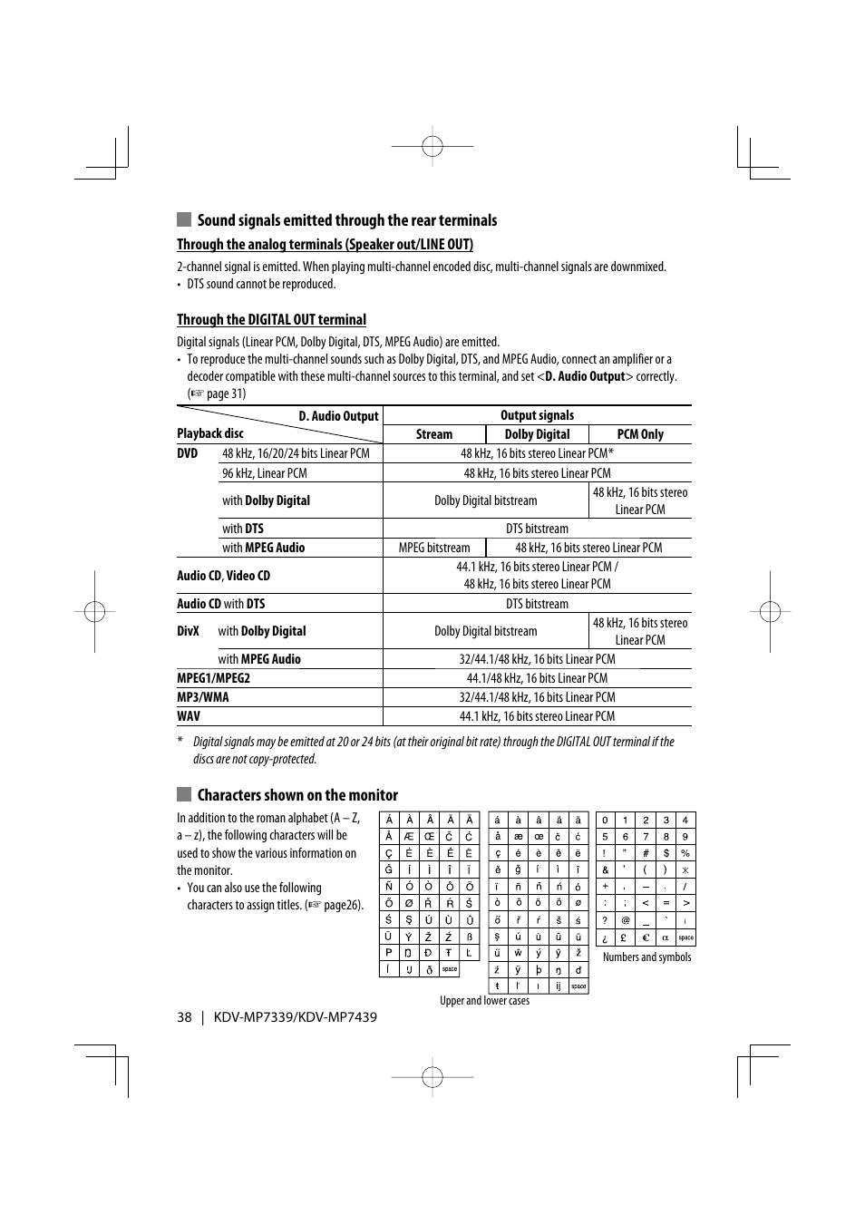 Kenwood KDV-MP7339 User Manual | Page 38 / 44
