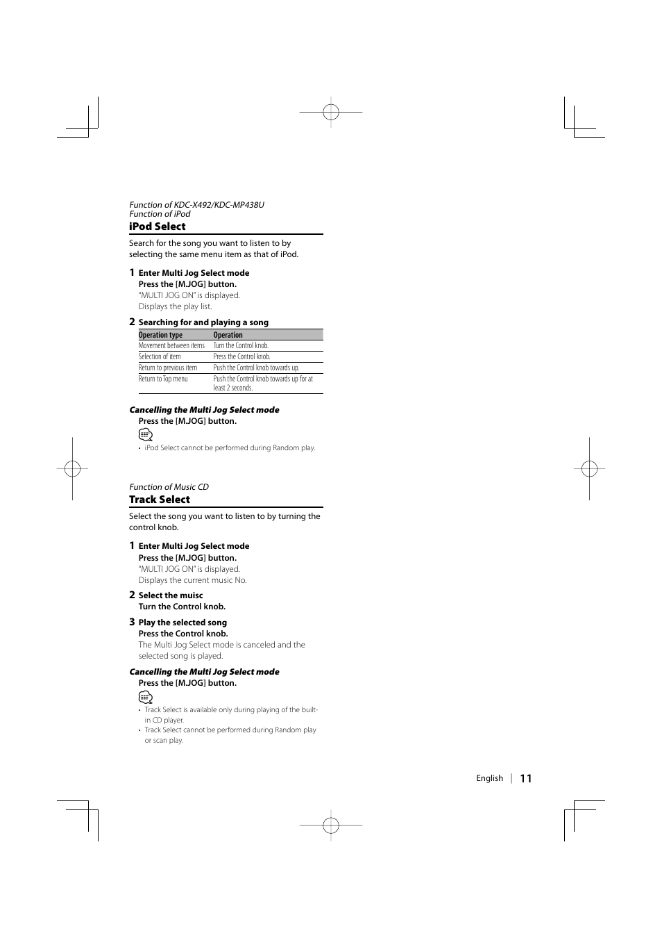Kenwood eXcelon KDC-X492 User Manual | Page 11 / 68