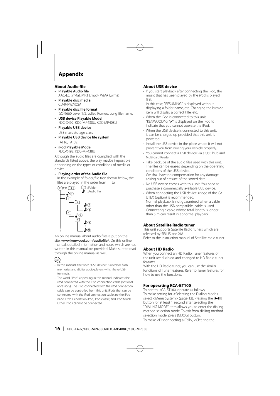 Appendix | Kenwood eXcelon KDC-X492 User Manual | Page 16 / 68