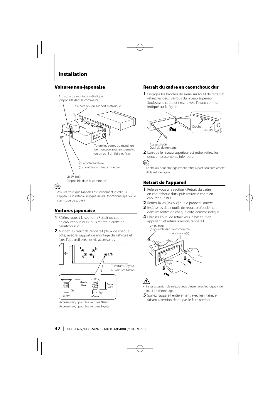 Installation | Kenwood eXcelon KDC-X492 User Manual | Page 42 / 68