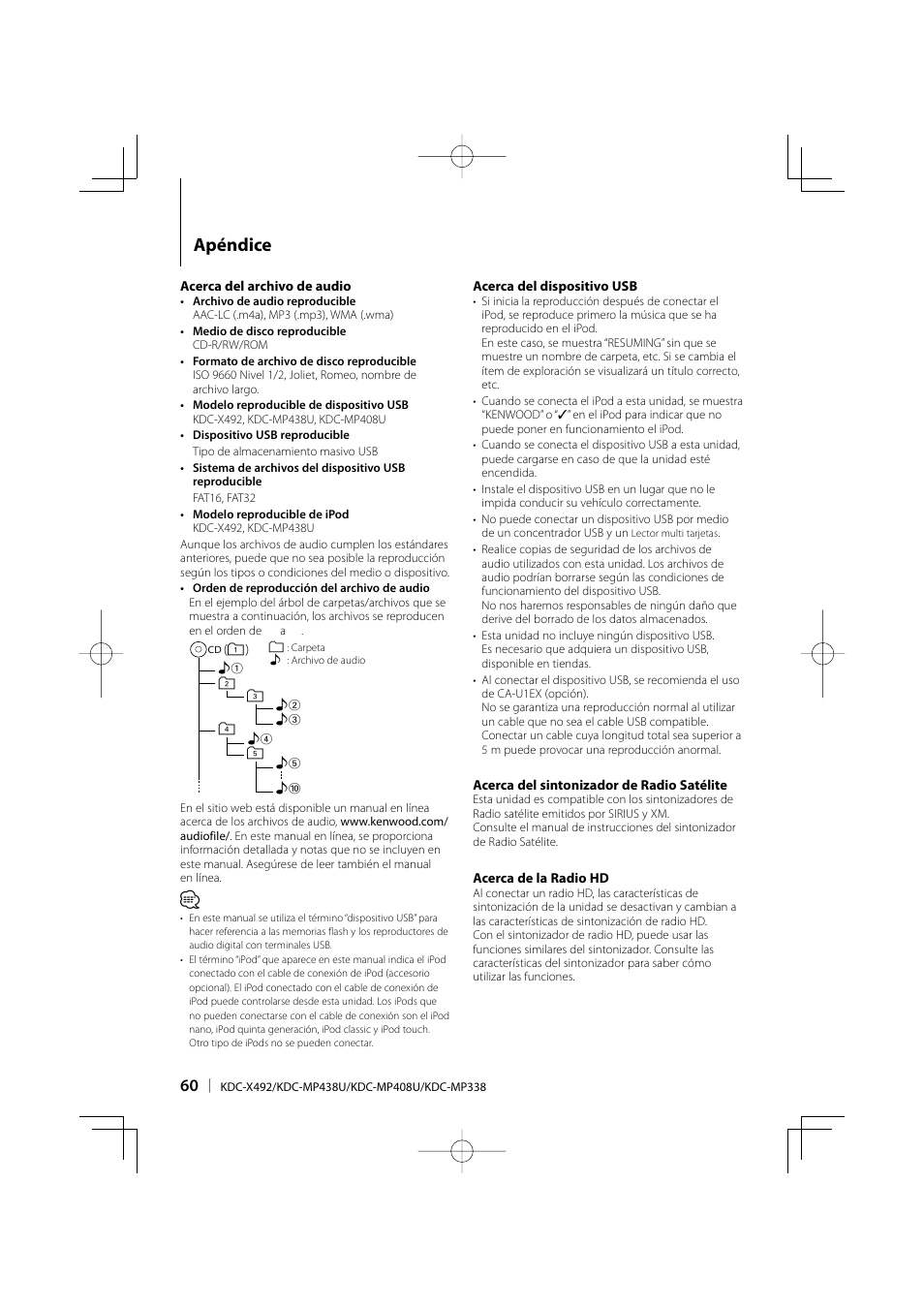 Apéndice | Kenwood eXcelon KDC-X492 User Manual | Page 60 / 68