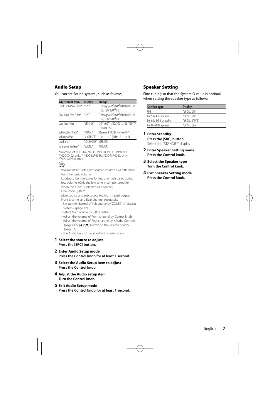 Kenwood eXcelon KDC-X492 User Manual | Page 7 / 68