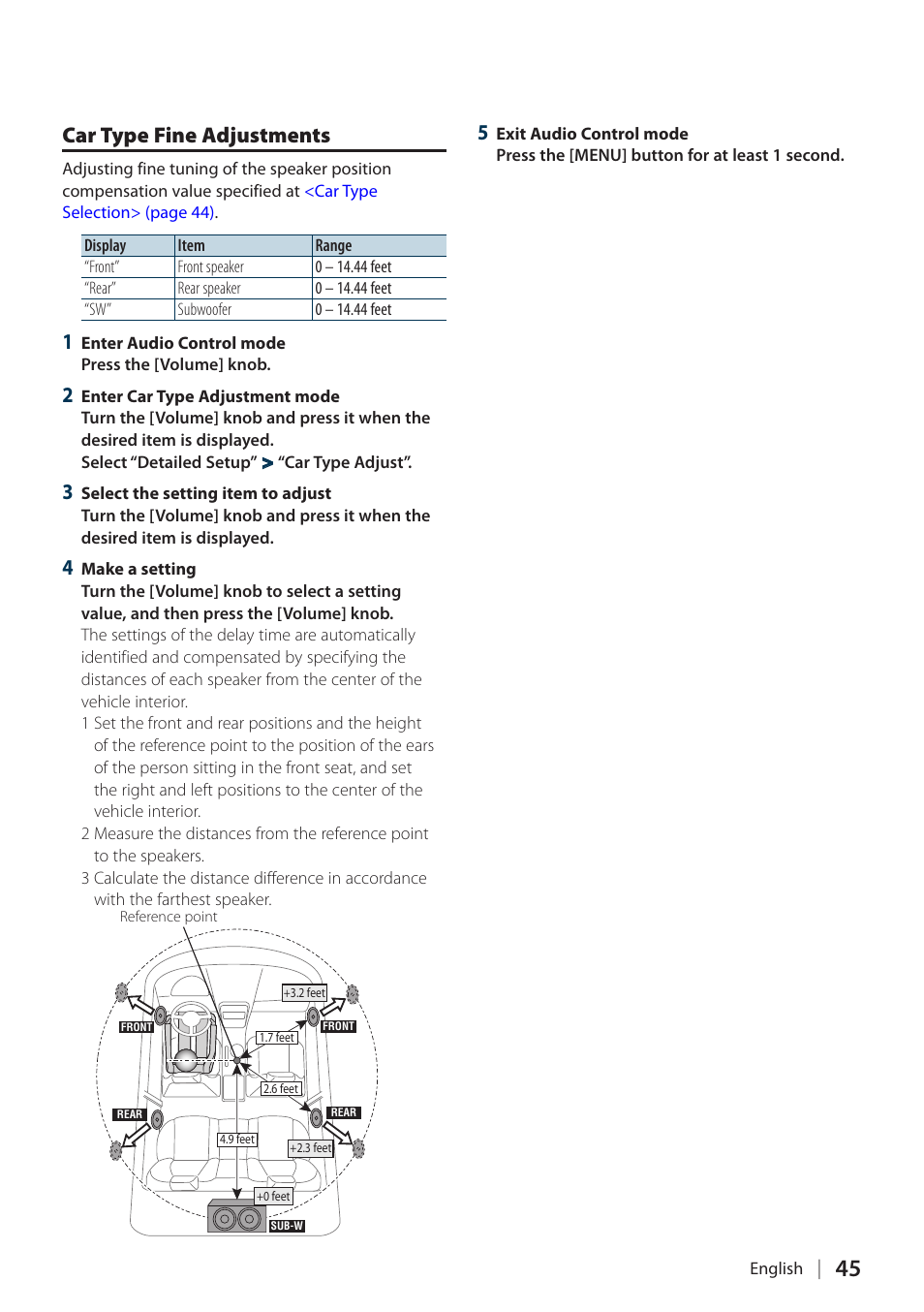 Car type fine adjustments | Kenwood KIV700 User Manual | Page 45 / 84