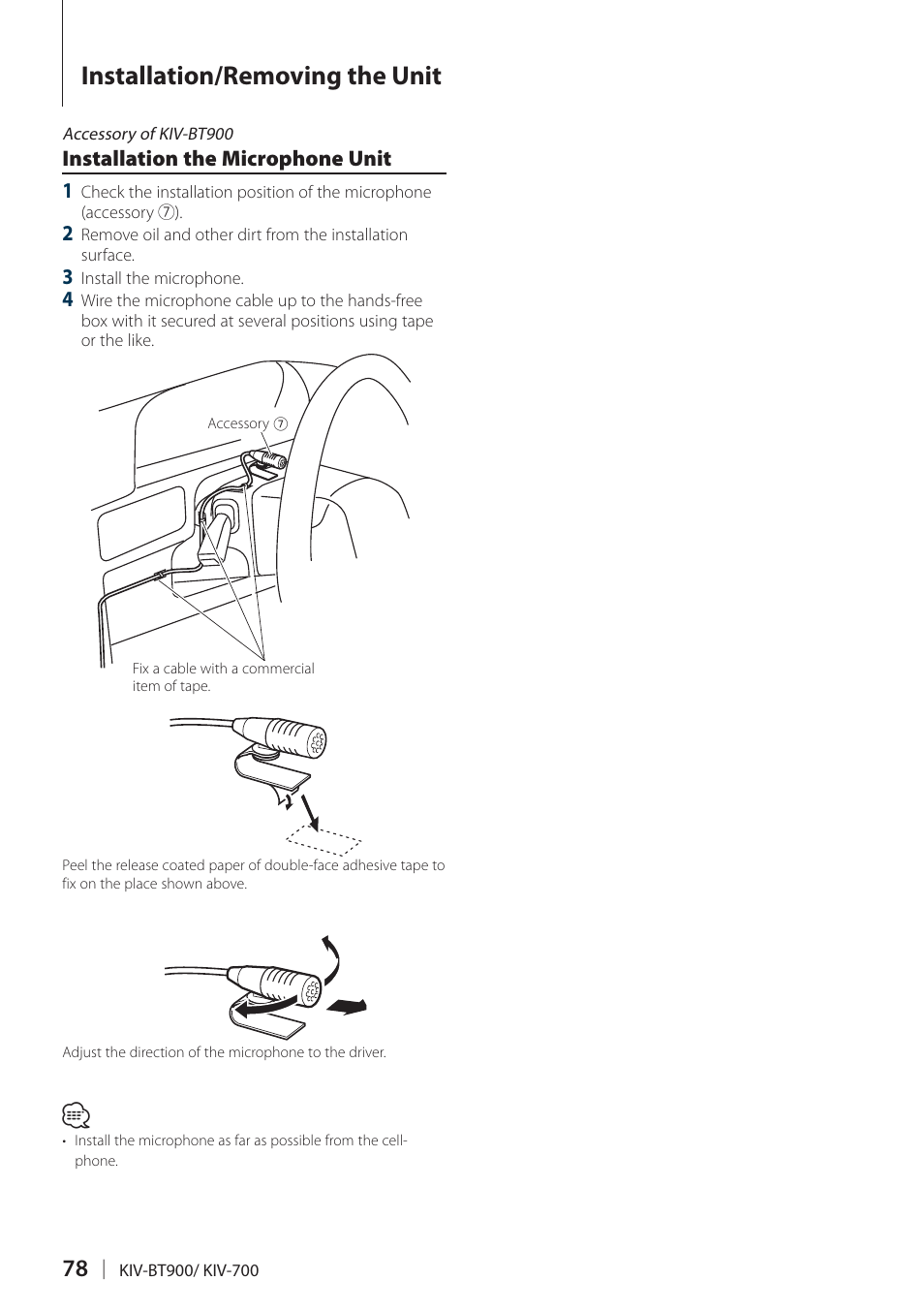 Installation/removing the unit | Kenwood KIV700 User Manual | Page 78 / 84