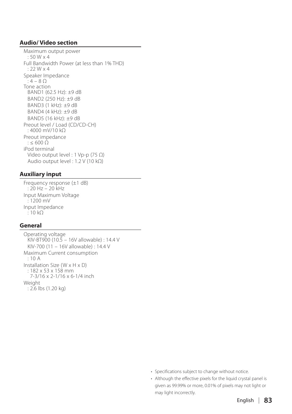 Kenwood KIV700 User Manual | Page 83 / 84