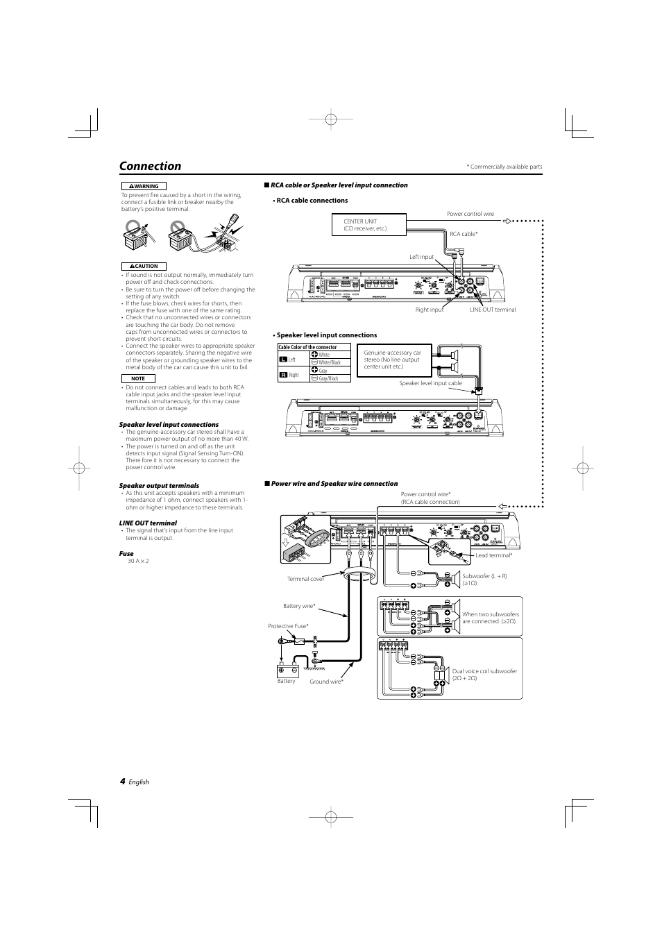 Connection | Kenwood KAC-9104D User Manual | Page 4 / 16