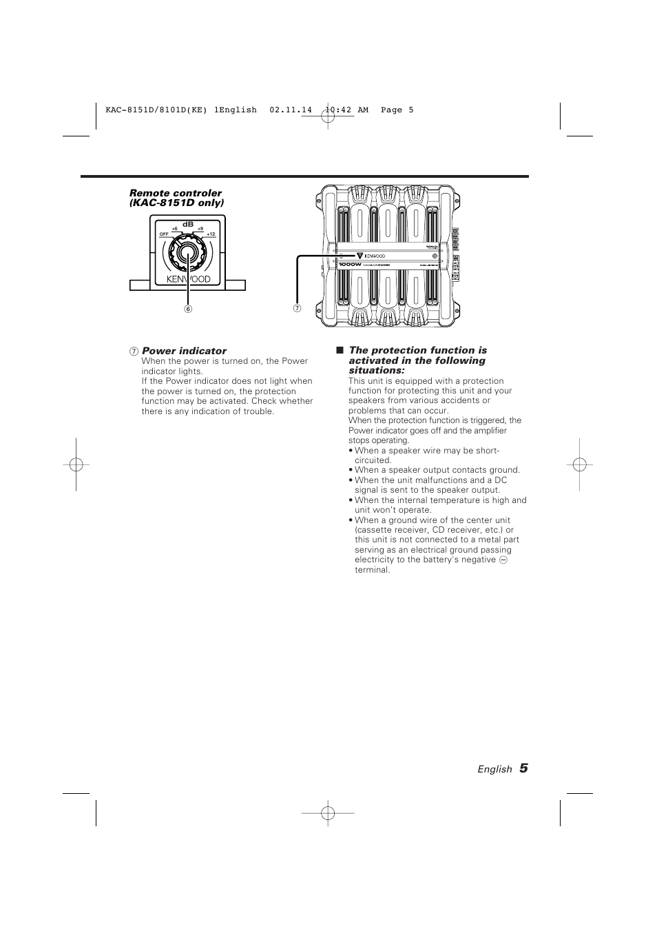 Kenwood KAC-8151D User Manual | Page 5 / 11