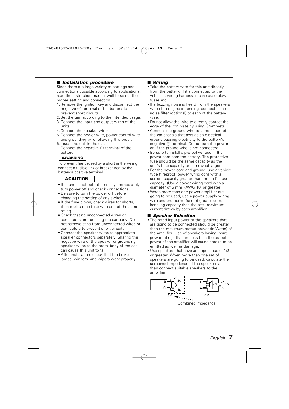 Kenwood KAC-8151D User Manual | Page 7 / 11