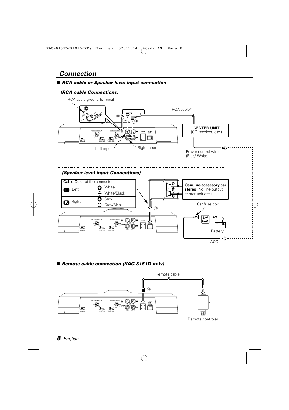 Connection | Kenwood KAC-8151D User Manual | Page 8 / 11
