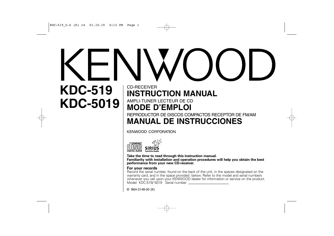 Kenwood KDC-519 User Manual | 30 pages