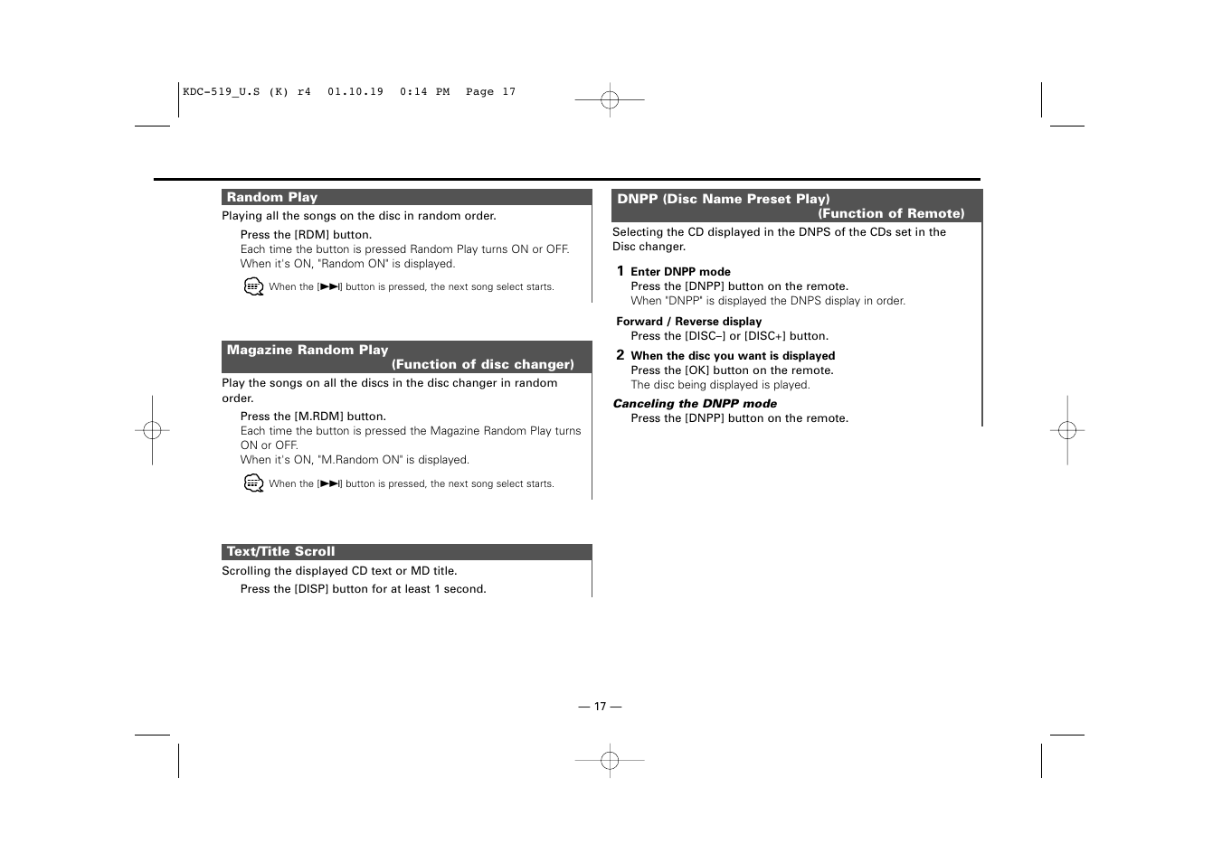 Kenwood KDC-519 User Manual | Page 17 / 30