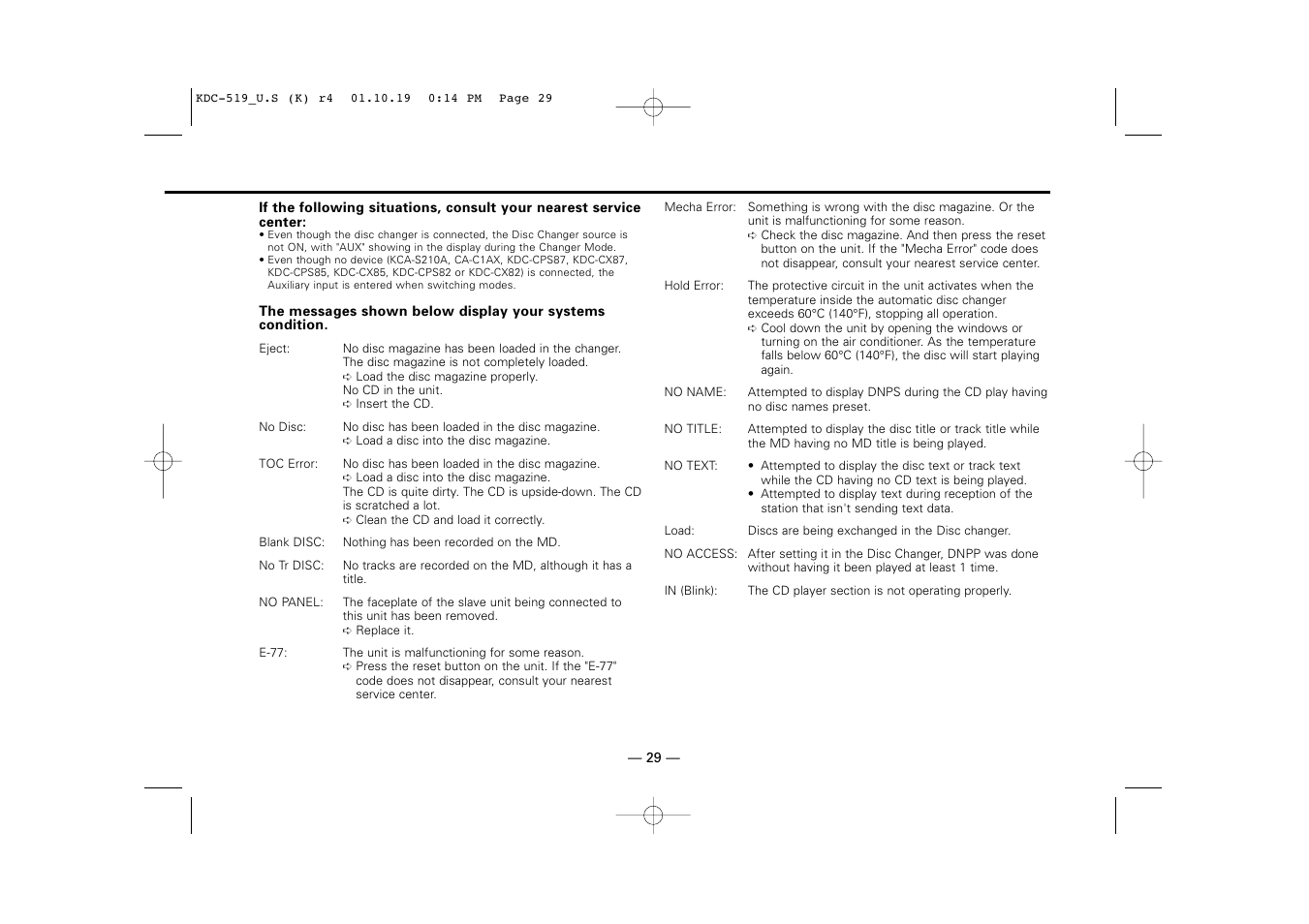 Kenwood KDC-519 User Manual | Page 29 / 30