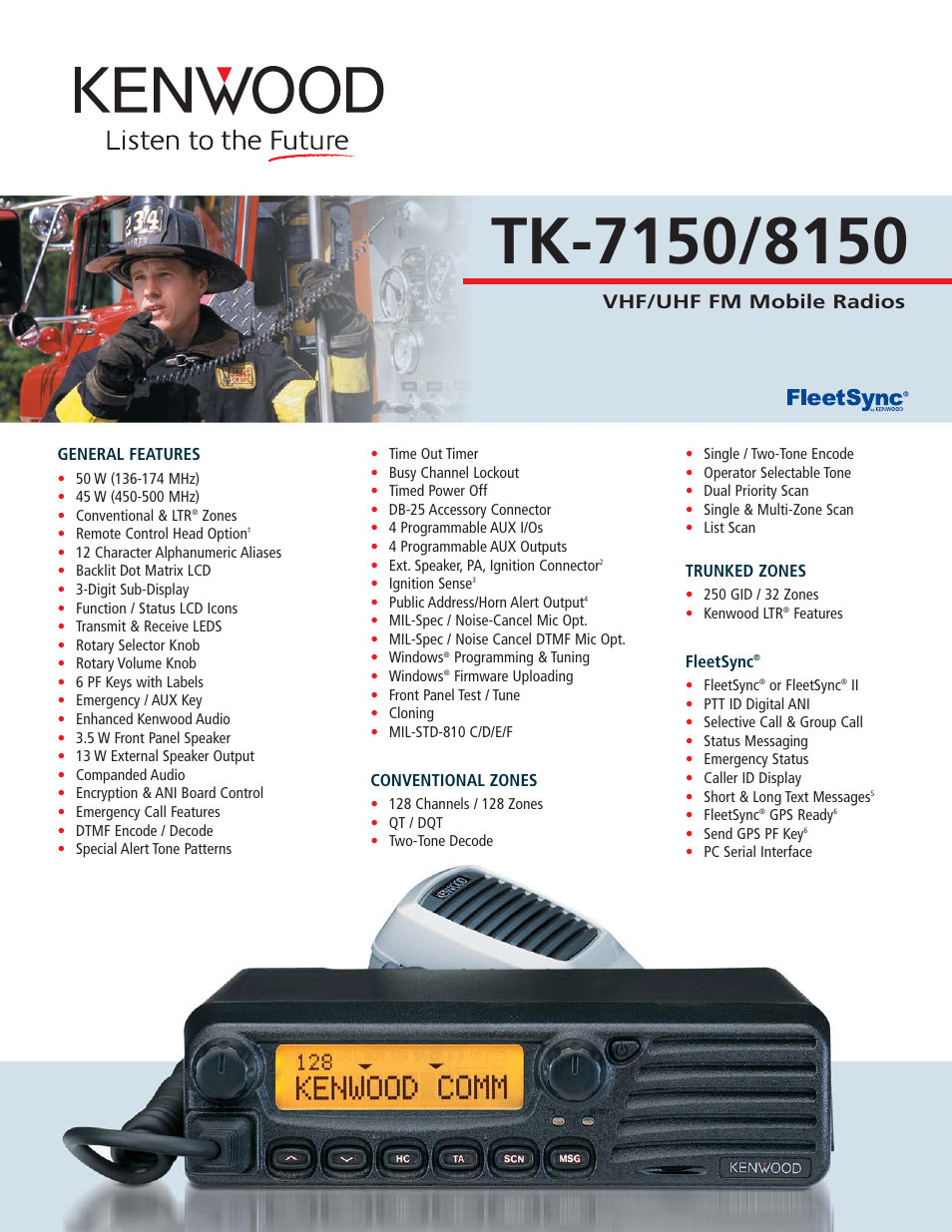 Kenwood FleetSync TK-7150 User Manual | 2 pages