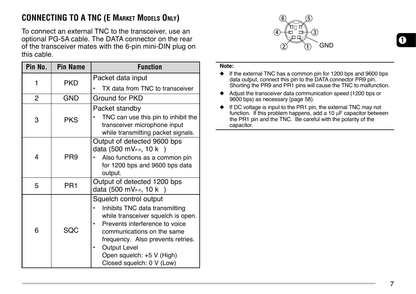 Connecting to a tnc (e m | Kenwood TM-271 User Manual | Page 13 / 80