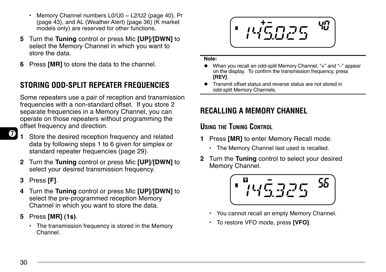 Storing odd-split repeater frequencies | Kenwood TM-271 User Manual | Page 36 / 80