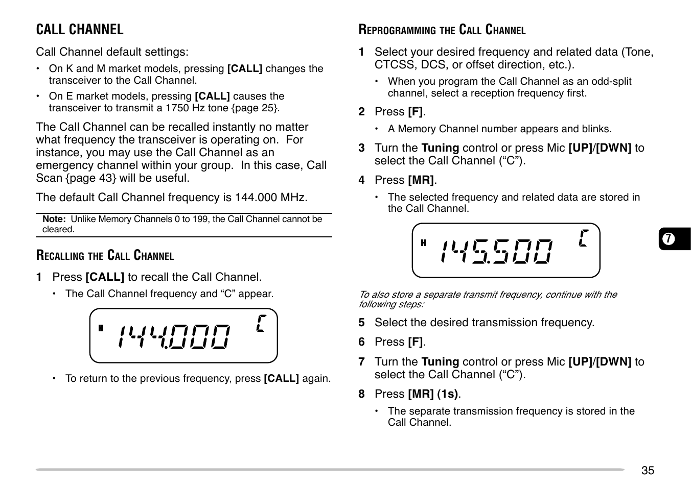 Call channel | Kenwood TM-271 User Manual | Page 41 / 80