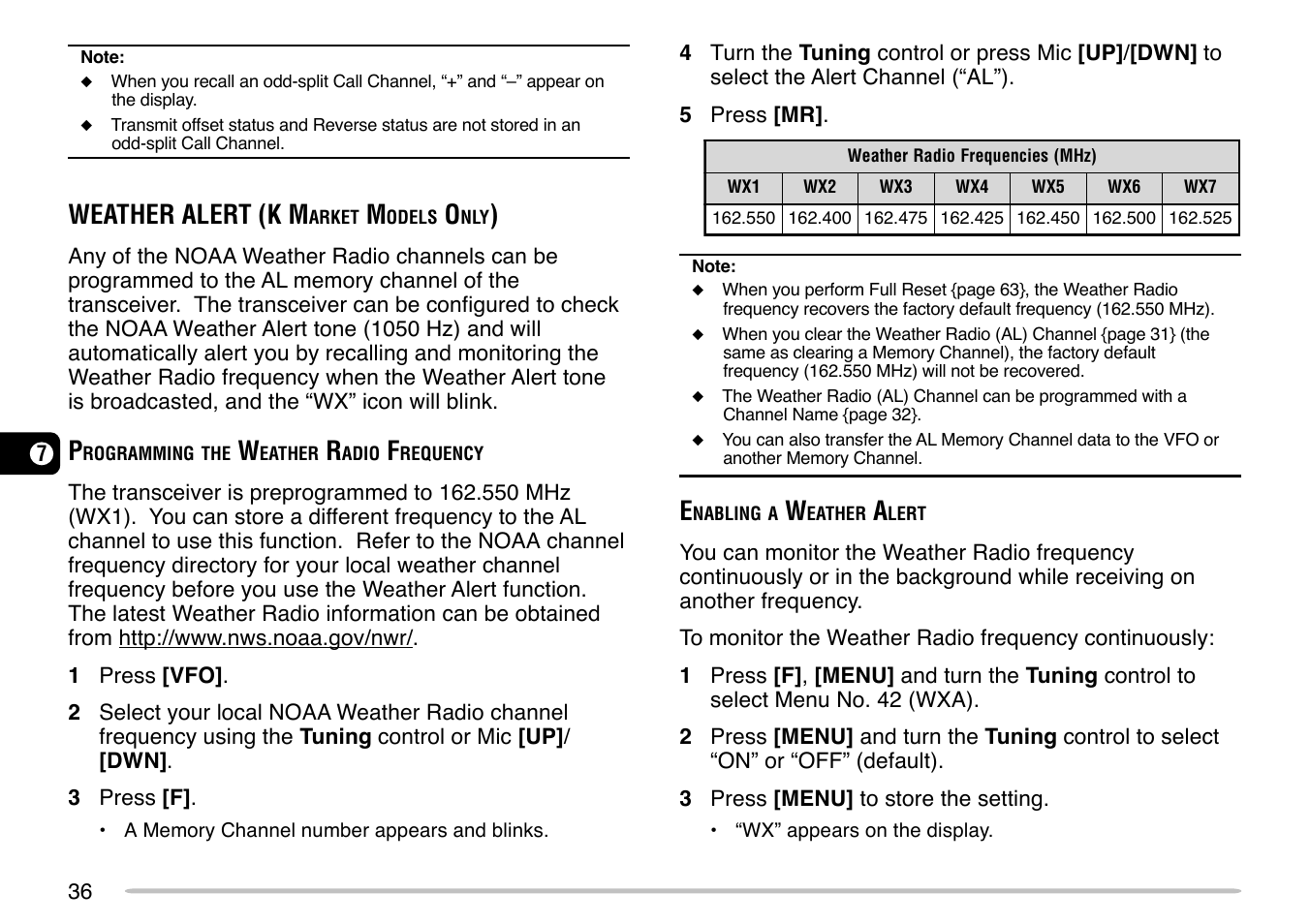 Weather alert (k m | Kenwood TM-271 User Manual | Page 42 / 80