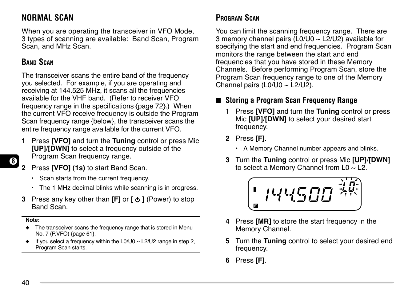 Normal scan | Kenwood TM-271 User Manual | Page 46 / 80