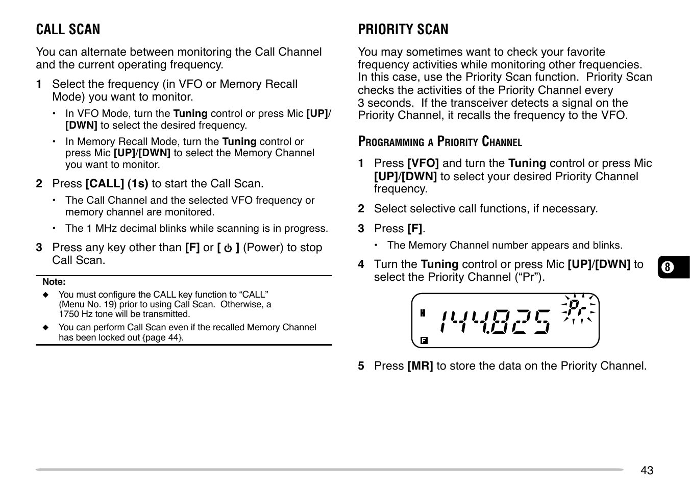 Call scan, Priority scan | Kenwood TM-271 User Manual | Page 49 / 80